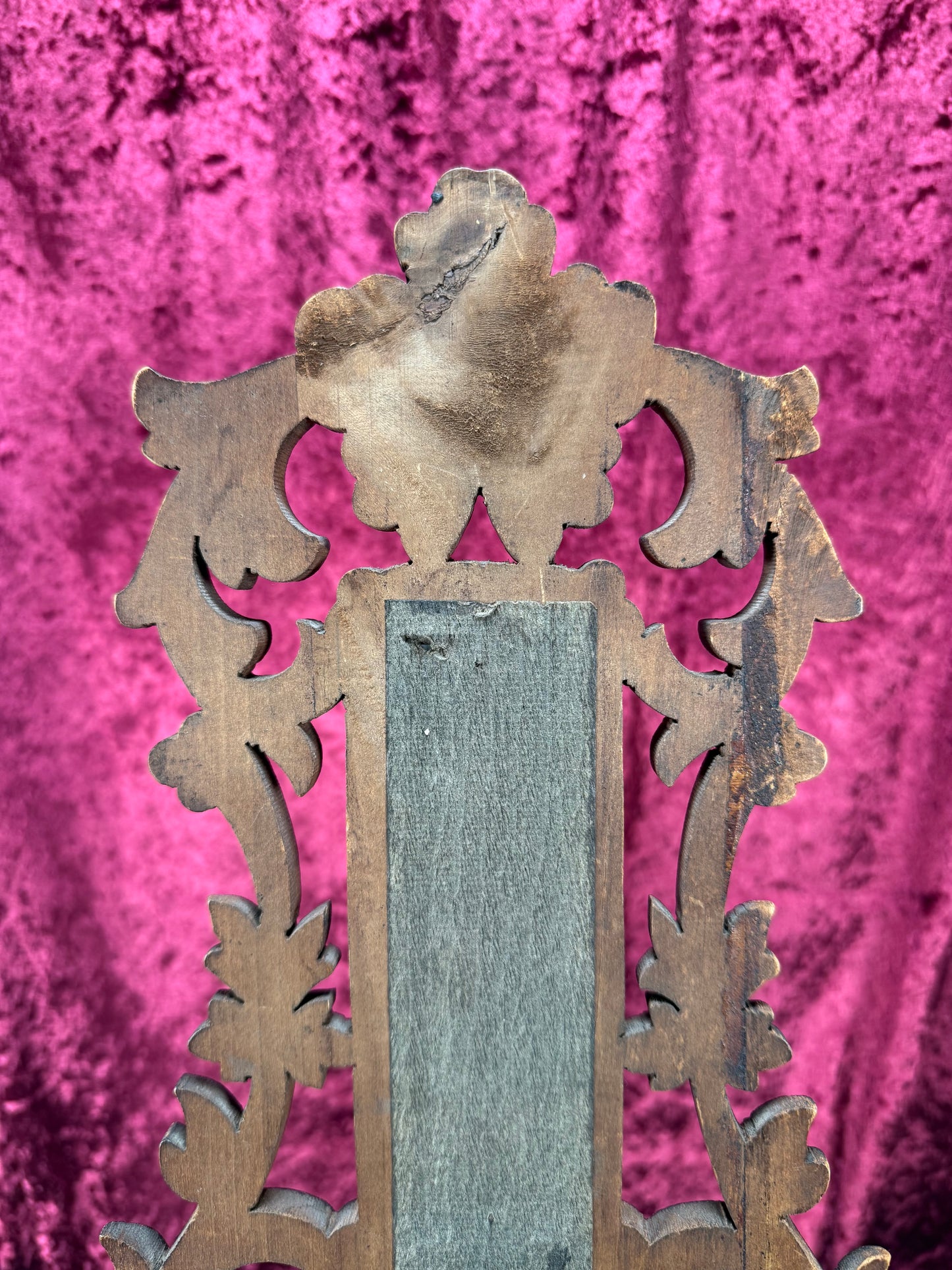 Antique Wall Decor - Hand Carved Dark Wood Thermometer - Black Forest Style - Denmark