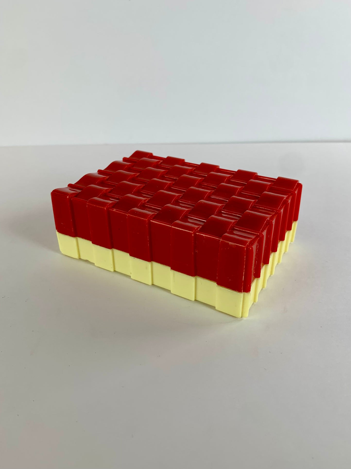 Vintage Bakelite Trinket Box - Red and Cream Basketweave- Hickok - Made In U.S.A.
