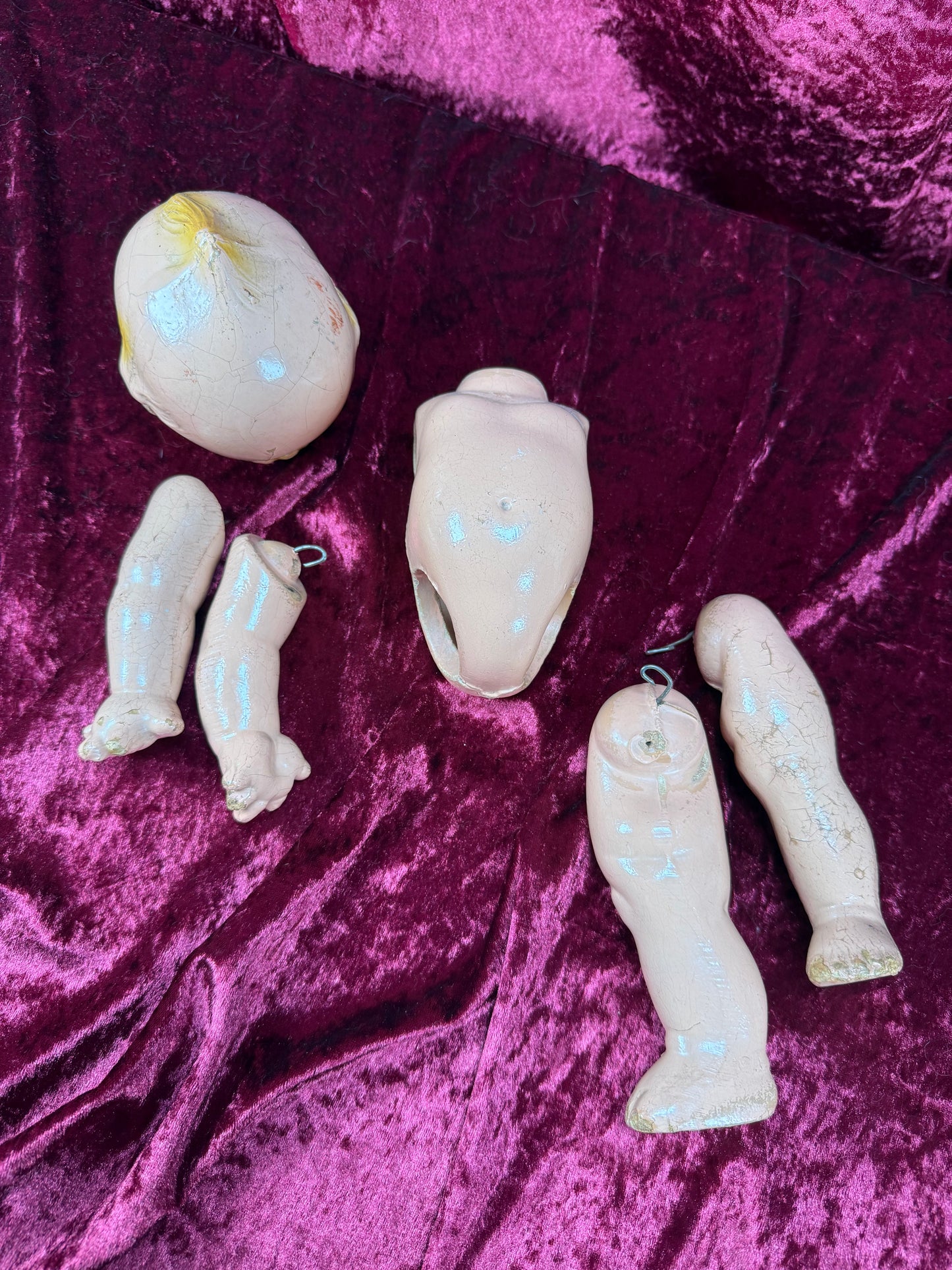 Vintage Halloween - Haunted Doll Parts - Disassembled Composition Kewpie