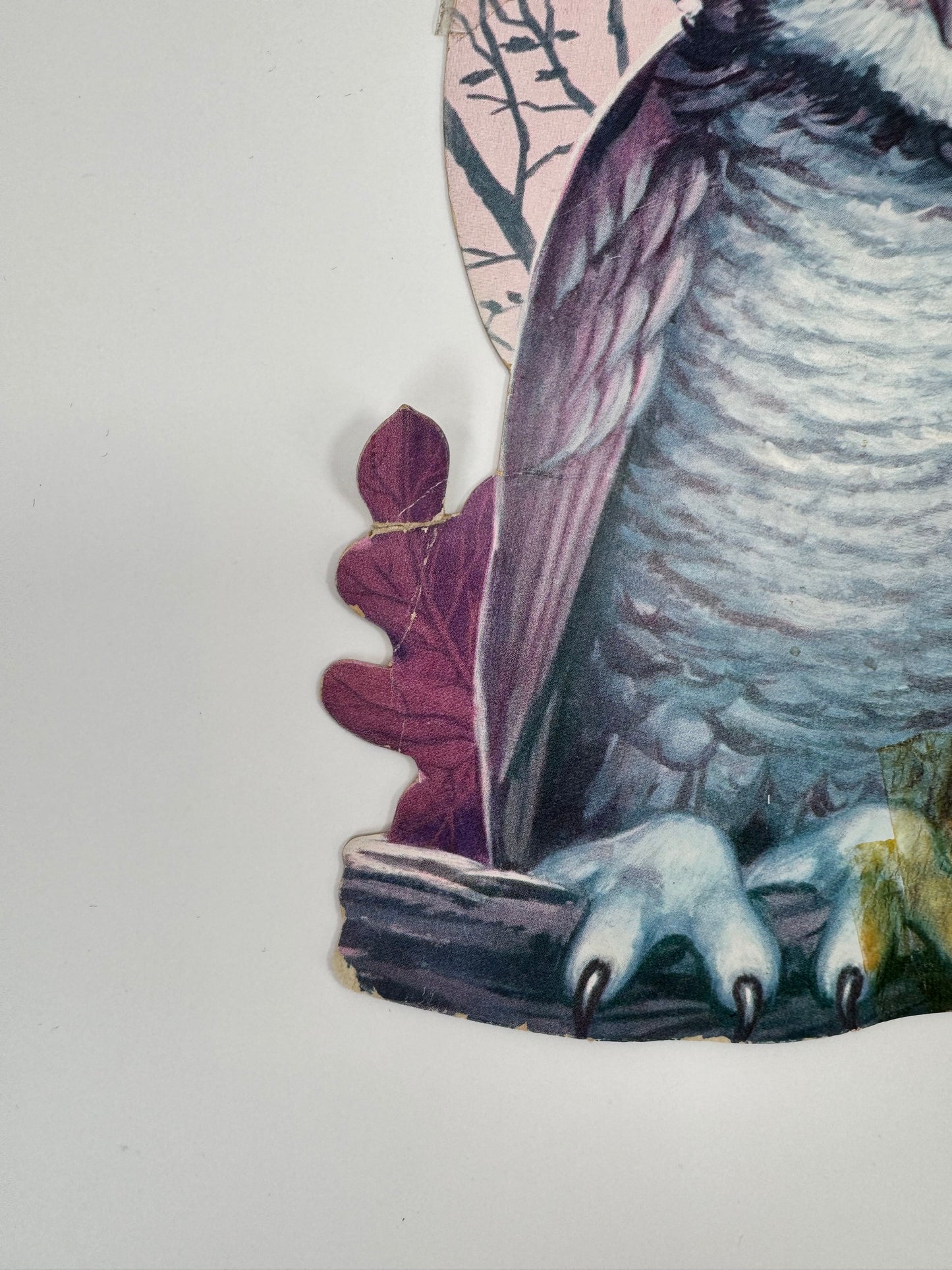 Vintage Halloween Die-Cut | Owl on Branch | 1980s Decoration - Made in USA