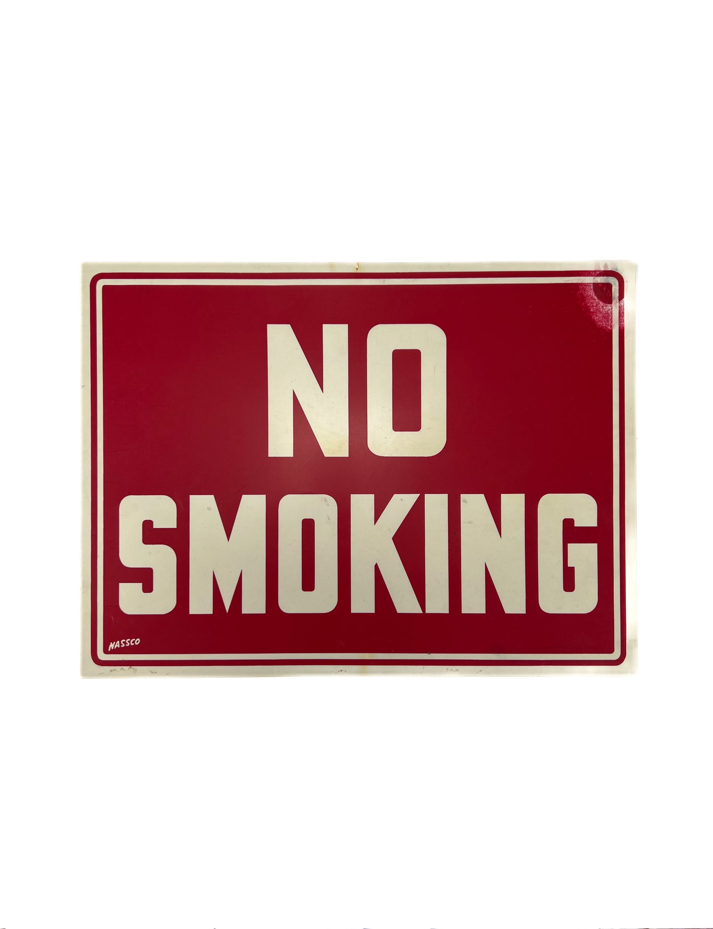 Vintage Wall Decor - Plastic Novelty Sign - No Smoking - Nassco - Red and White