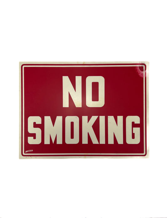 Vintage Wall Decor - Plastic Novelty Sign - No Smoking - Nassco - Red and White