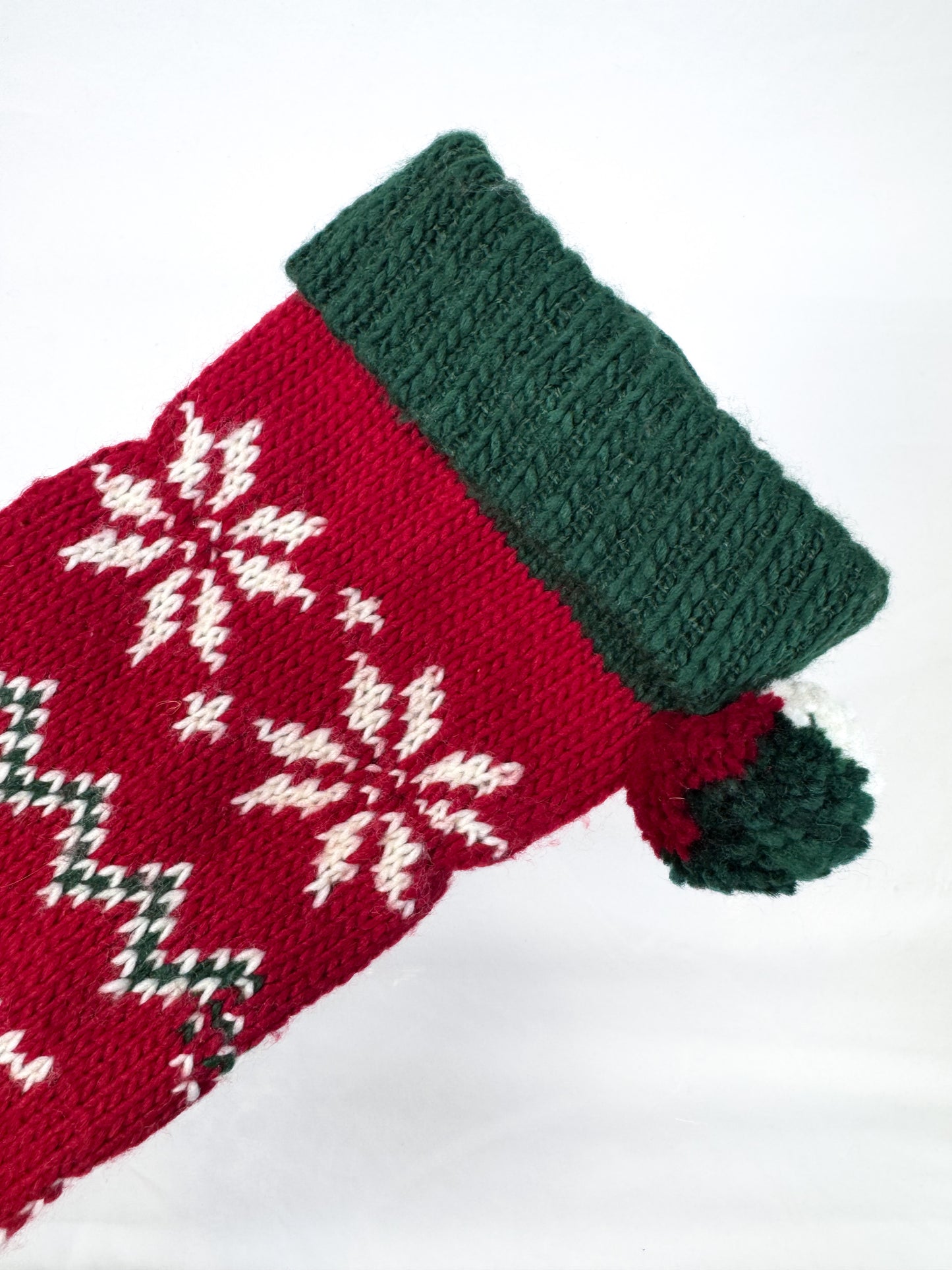 Vintage Christmas Decor - Heavy Knit Stocking - 24" Reindeer Design