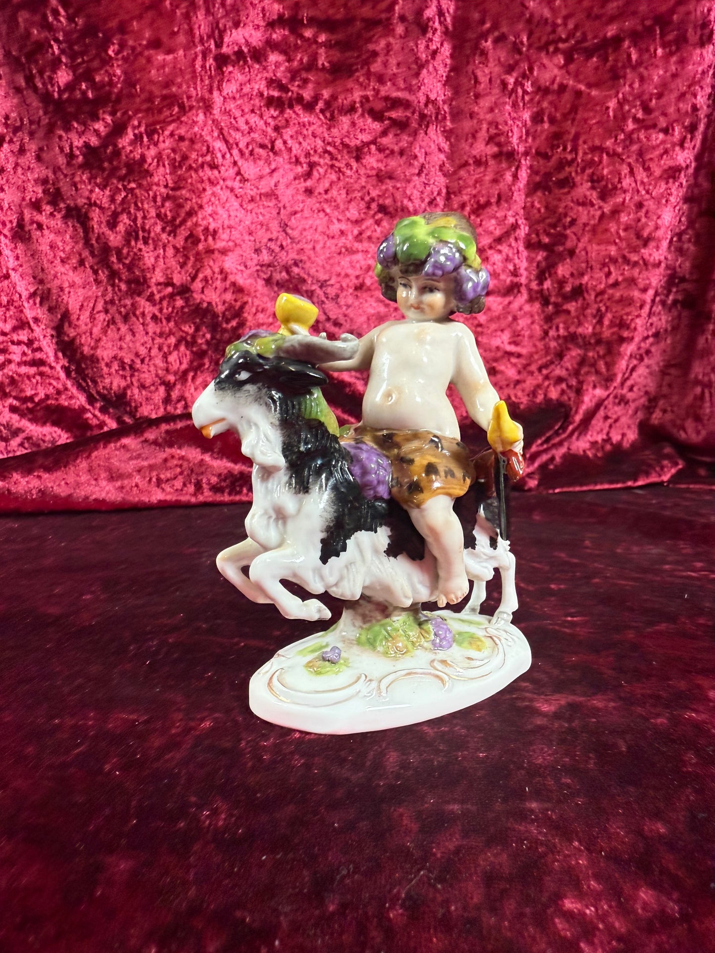 Vintage Porcelain Figure - Felix Zeh - Bacchus on Goat