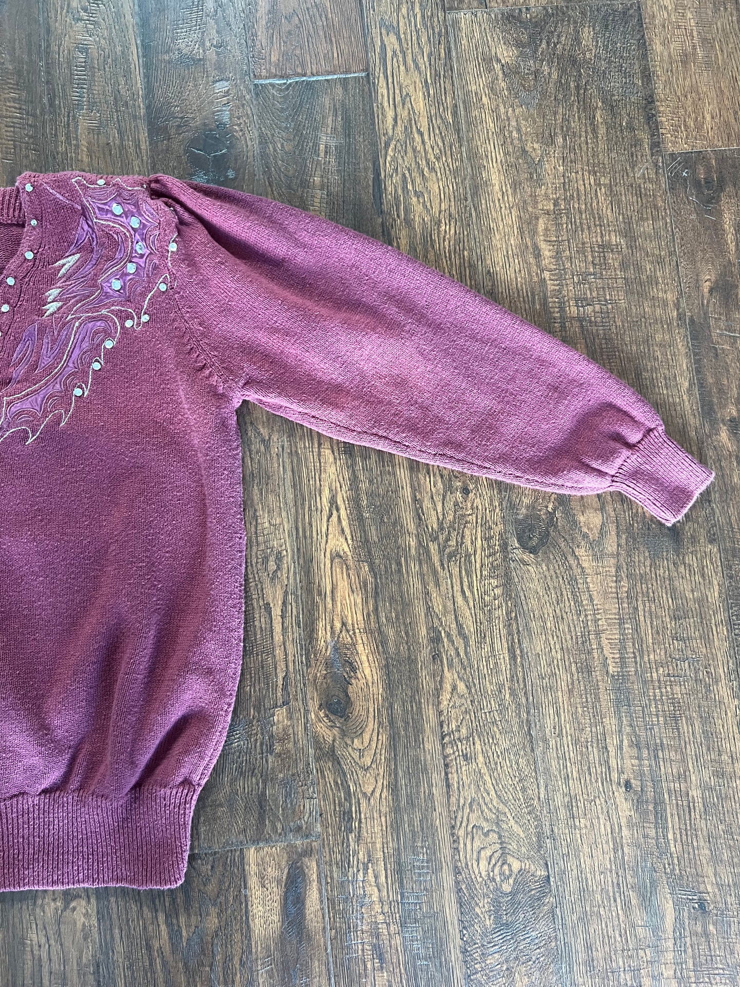 Vintage Clothing - Embellished Knit Sweater - Pink - Medium - Cervelle