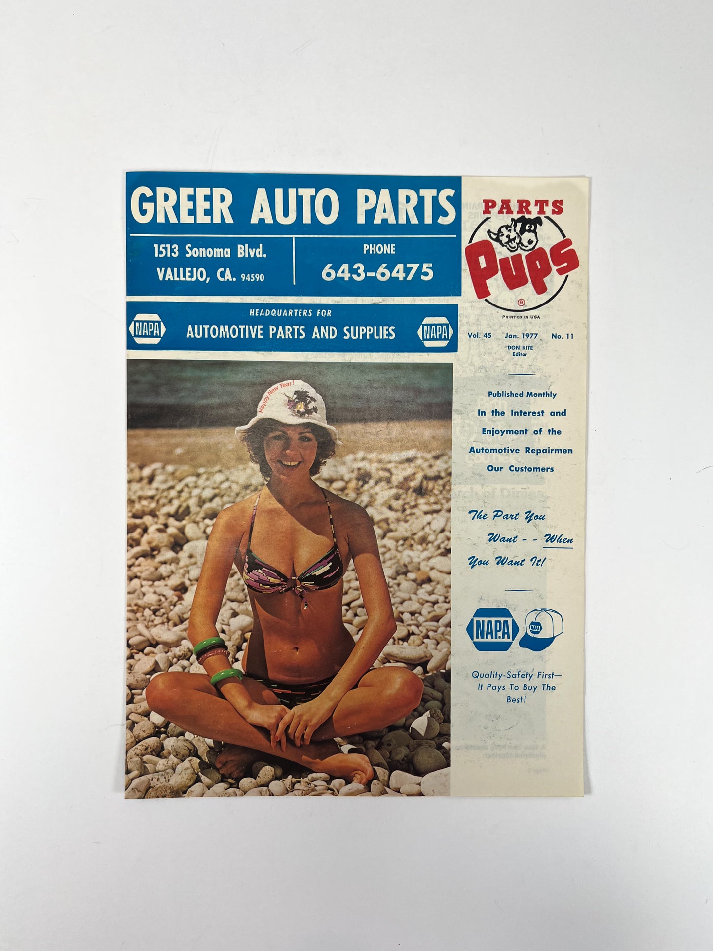 Vintage Ephemera - Magazine - Napa Parts & Pups - Greer Auto Parts - January 1977