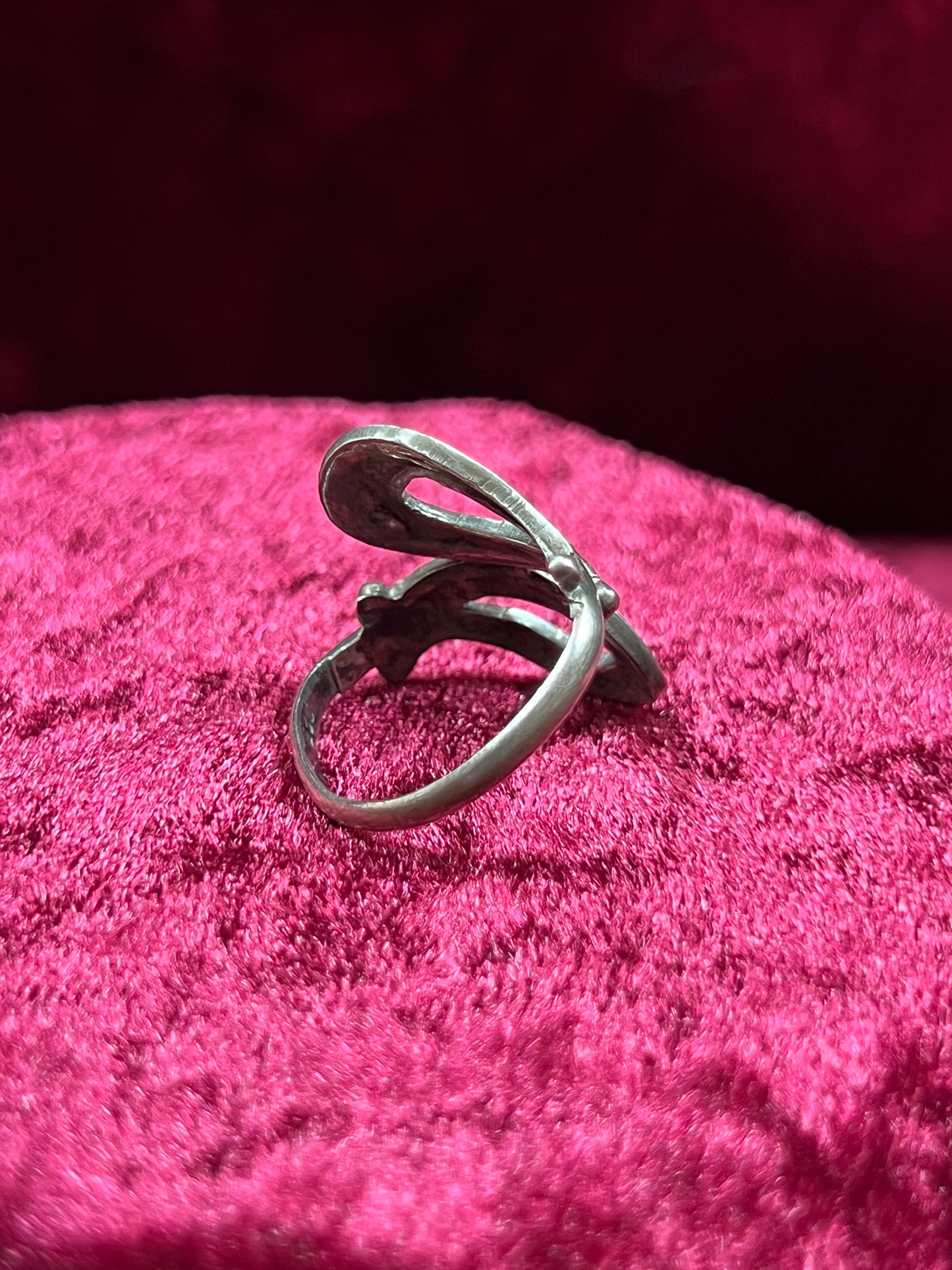 Vintage Jewelry - Bypass Ring - 925 Silver - Inlaid Abalone Shell - 7 - Mexico