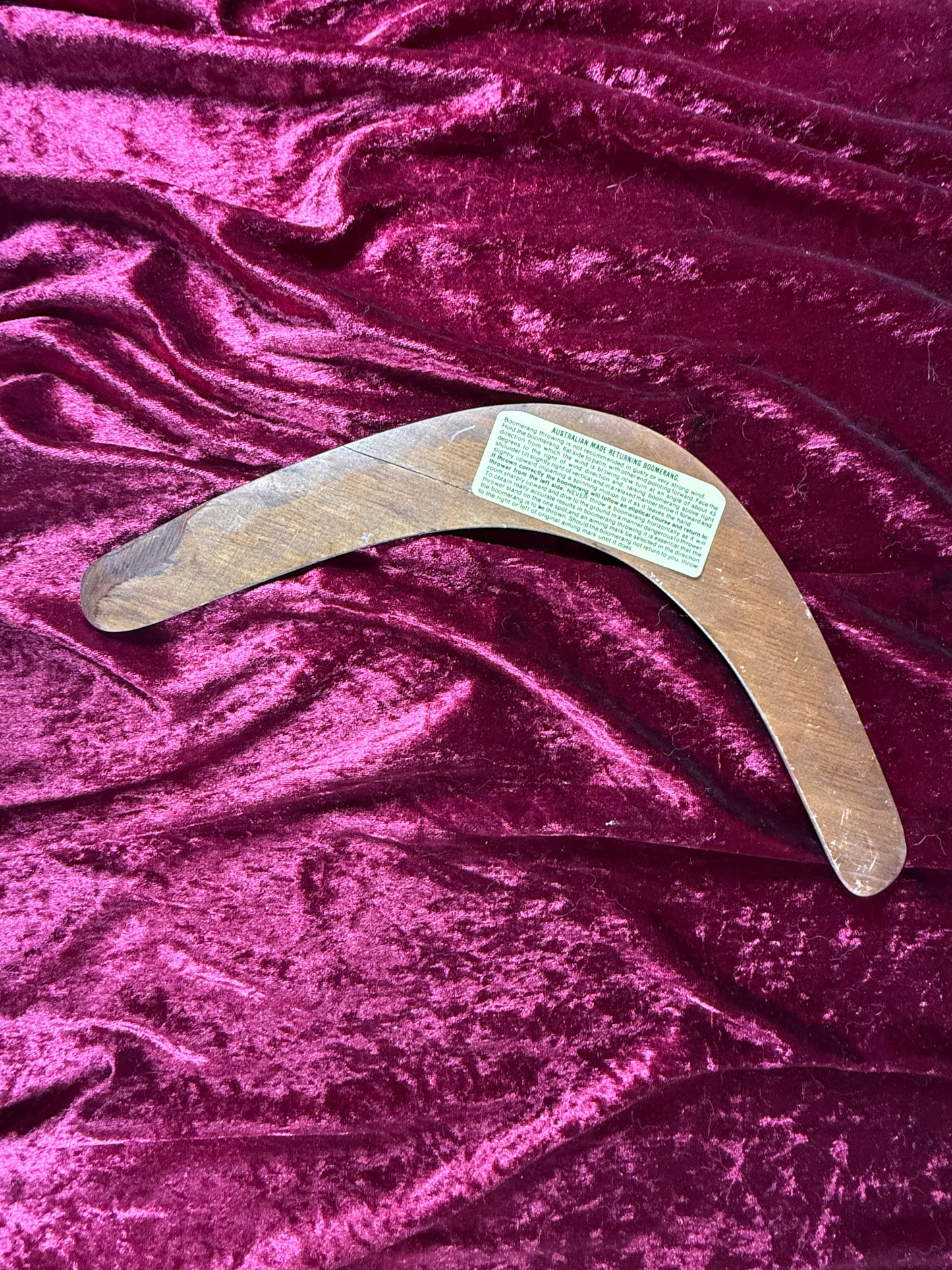 Vintage Souvenir - Carved Wood Returning Boomerang - Austalia