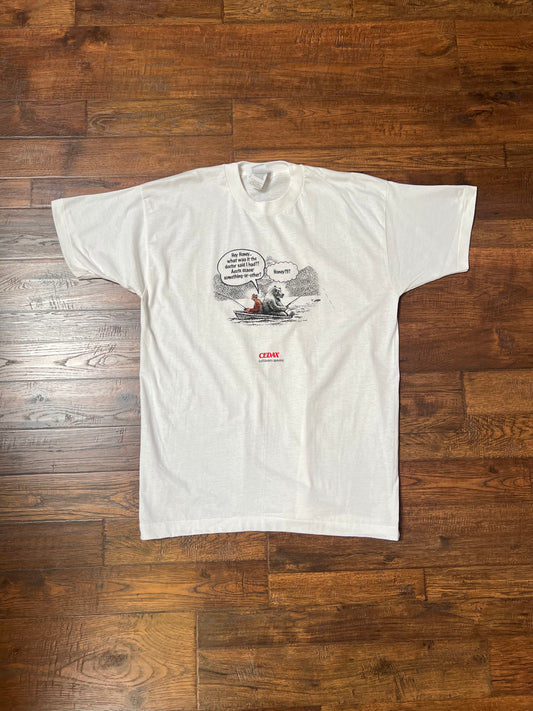 Vintage Clothing - Advertisement T-Shirt - Bear Cartoon - CEDAX Medication - Fruit Of The Loom - X-Large