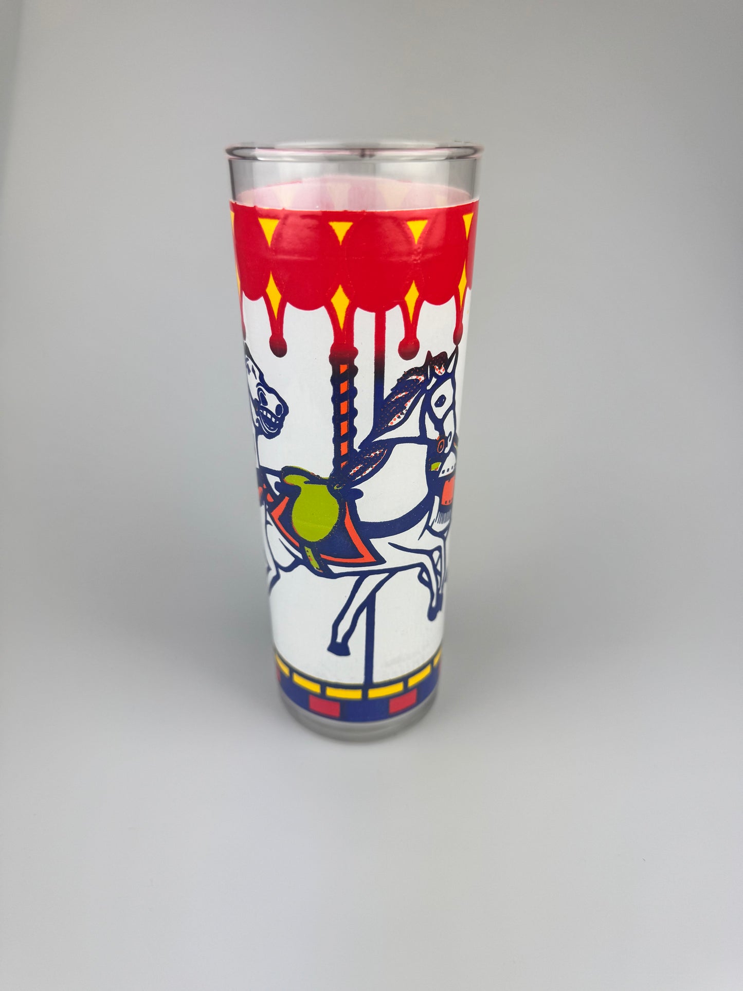 Vintage Barware - Highball Tom Collins Glass - Carousel Merry-Go-Round