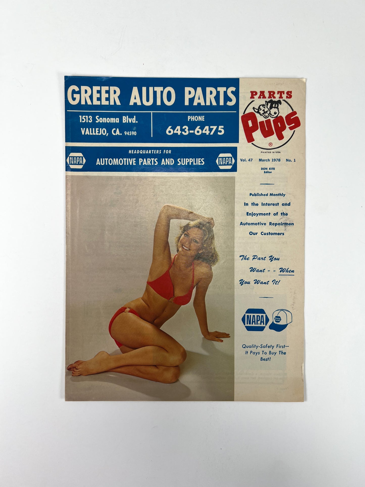 Vintage Ephemera - Magazine - Napa Parts & Pups - Greer Auto Parts - March 1978