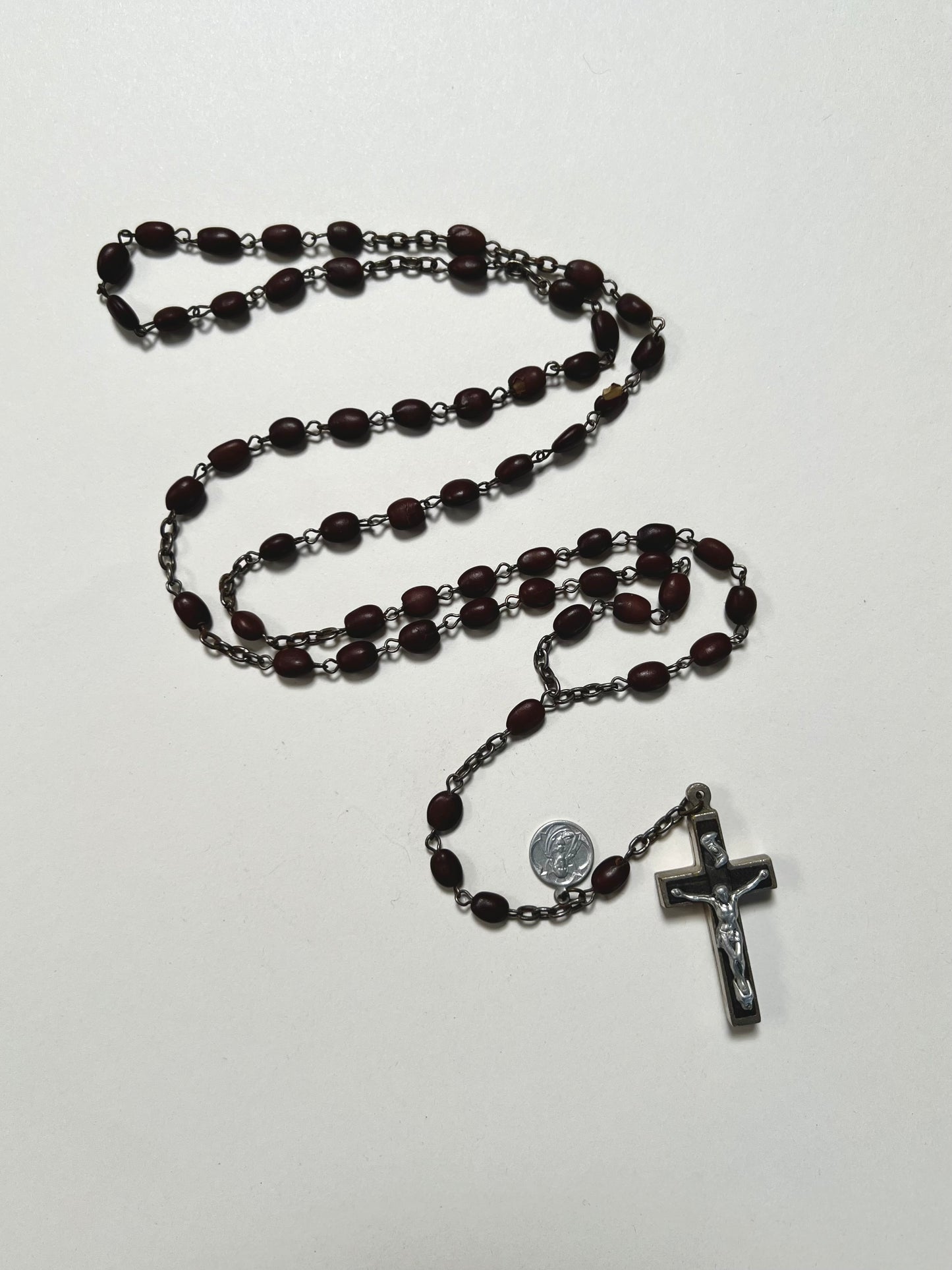 Antique Religio - Rosary Bead Necklace - Hinged Crucifix - Ex Terra Catacombarum