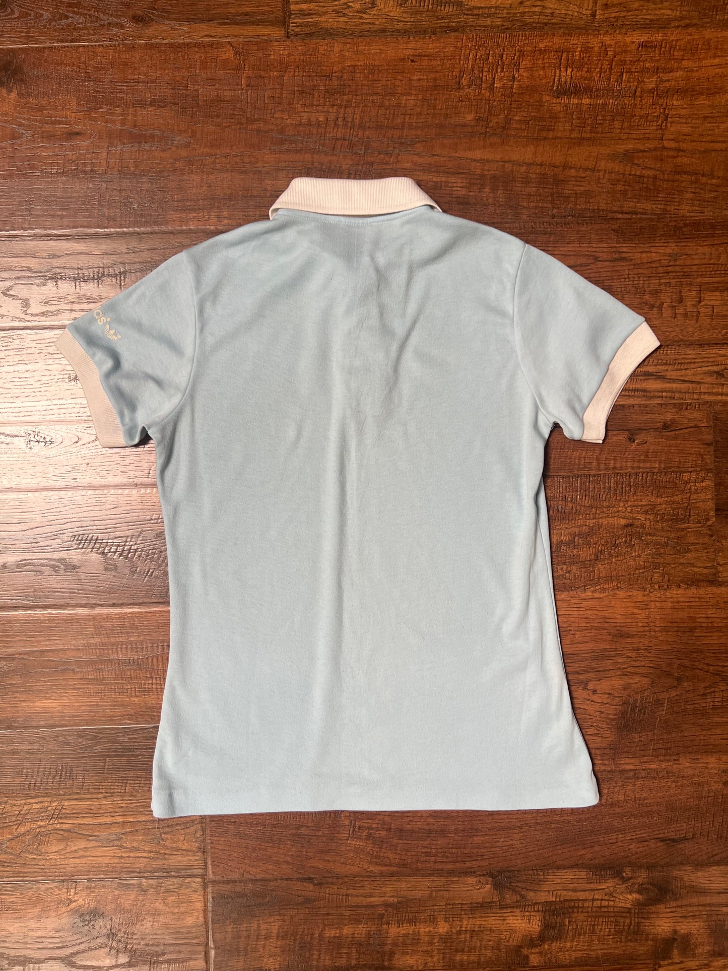 Vintage Clothing - Short Sleeve Polo Shirt - Baby Blue and White - Medium - Adidas