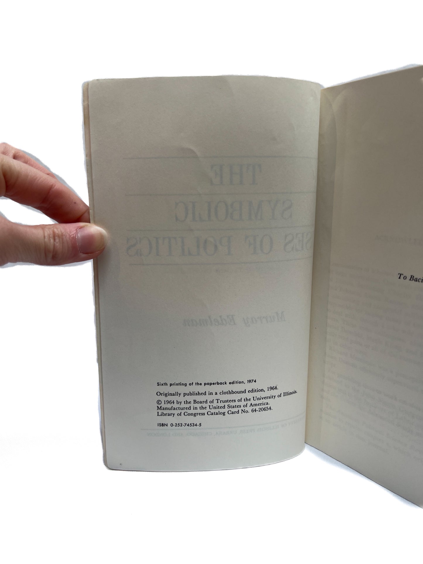 Vintage Paperback - The Symbolic Uses Of Politics - Murray Edelman - 1974