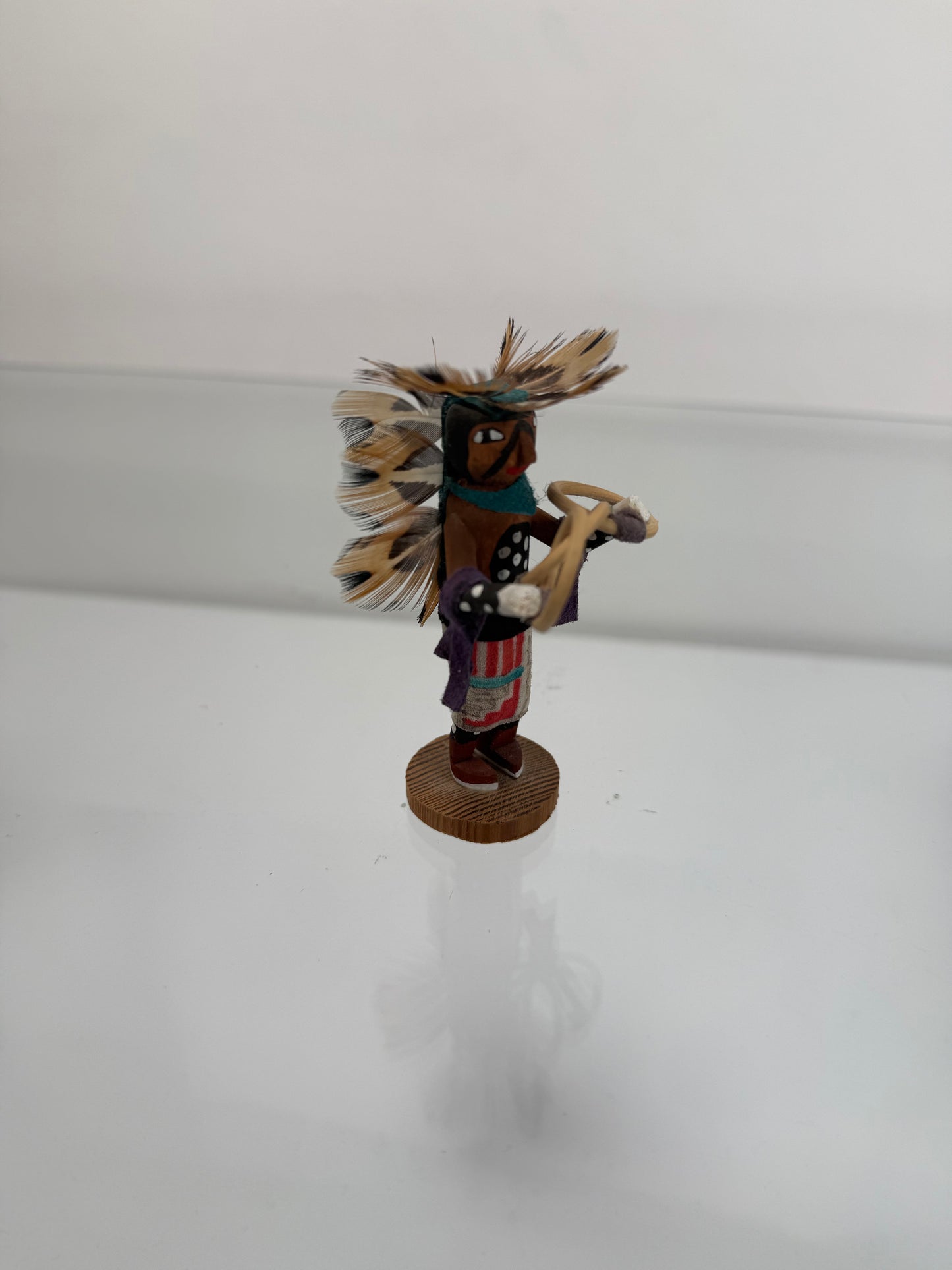 Vintage Kachina Doll - 3.5" Tall Navajo Miniature - Hand Painted Hoop Dancer