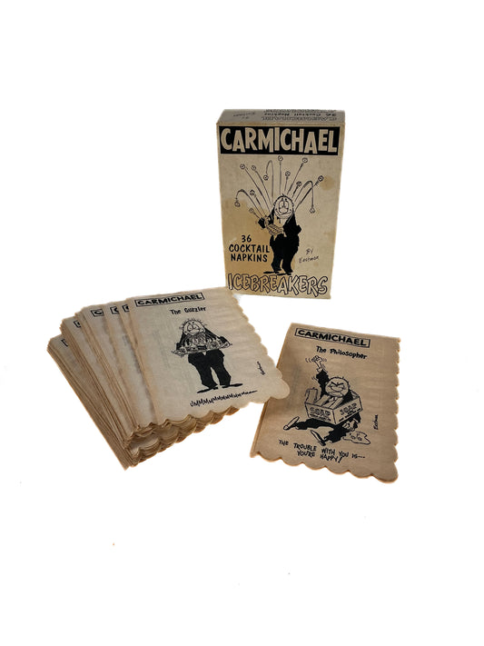 Vintage Cocktail Napkins - Carmichael by Eastman - Illustrated Icebreakers - 1950s
