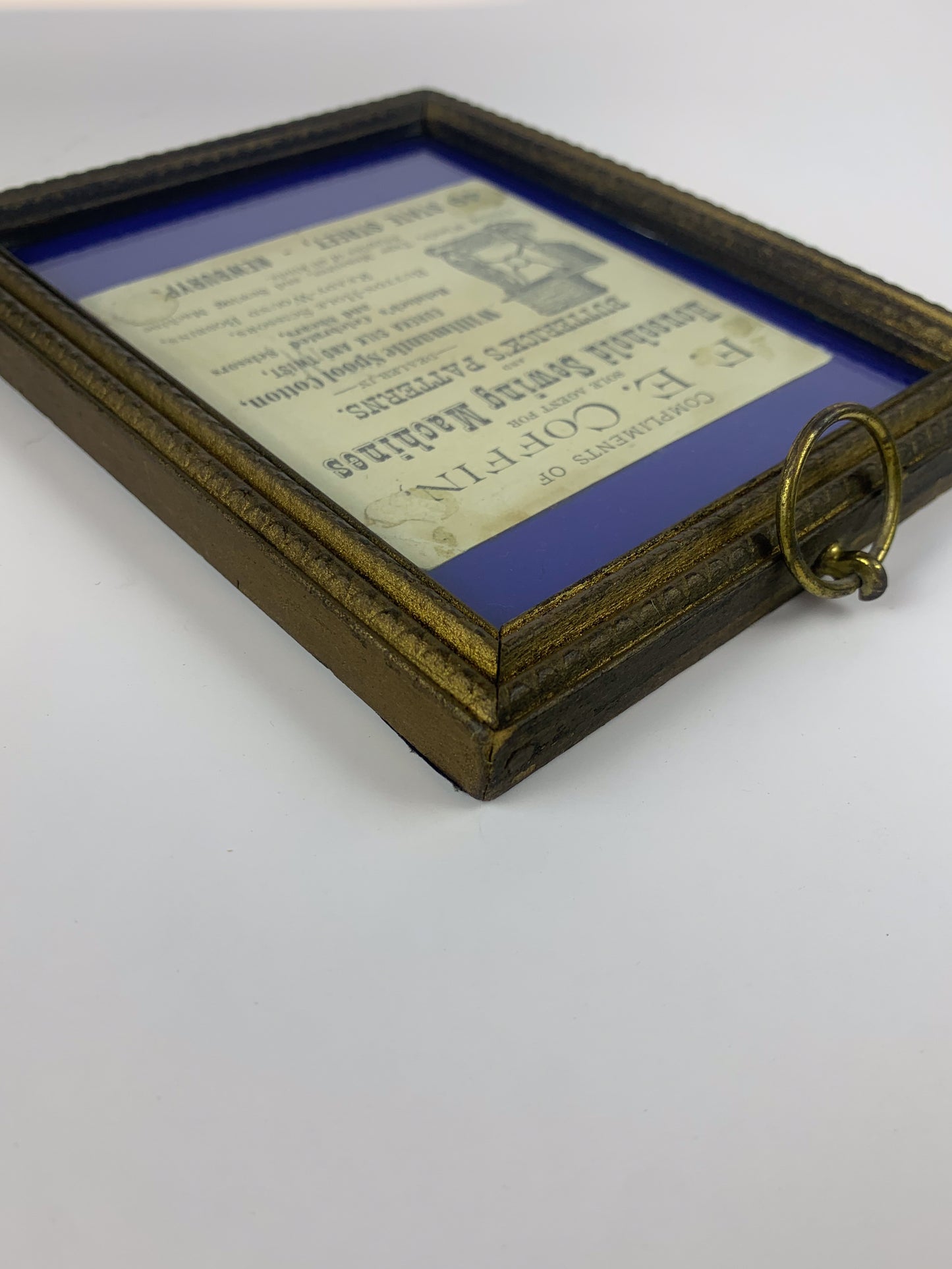 Antique Framed Advertisement - F.E. Coffin Sewing Storefront