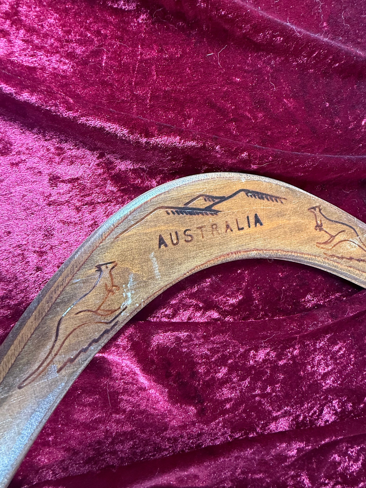 Vintage Souvenir - Carved Wood Returning Boomerang - Austalia