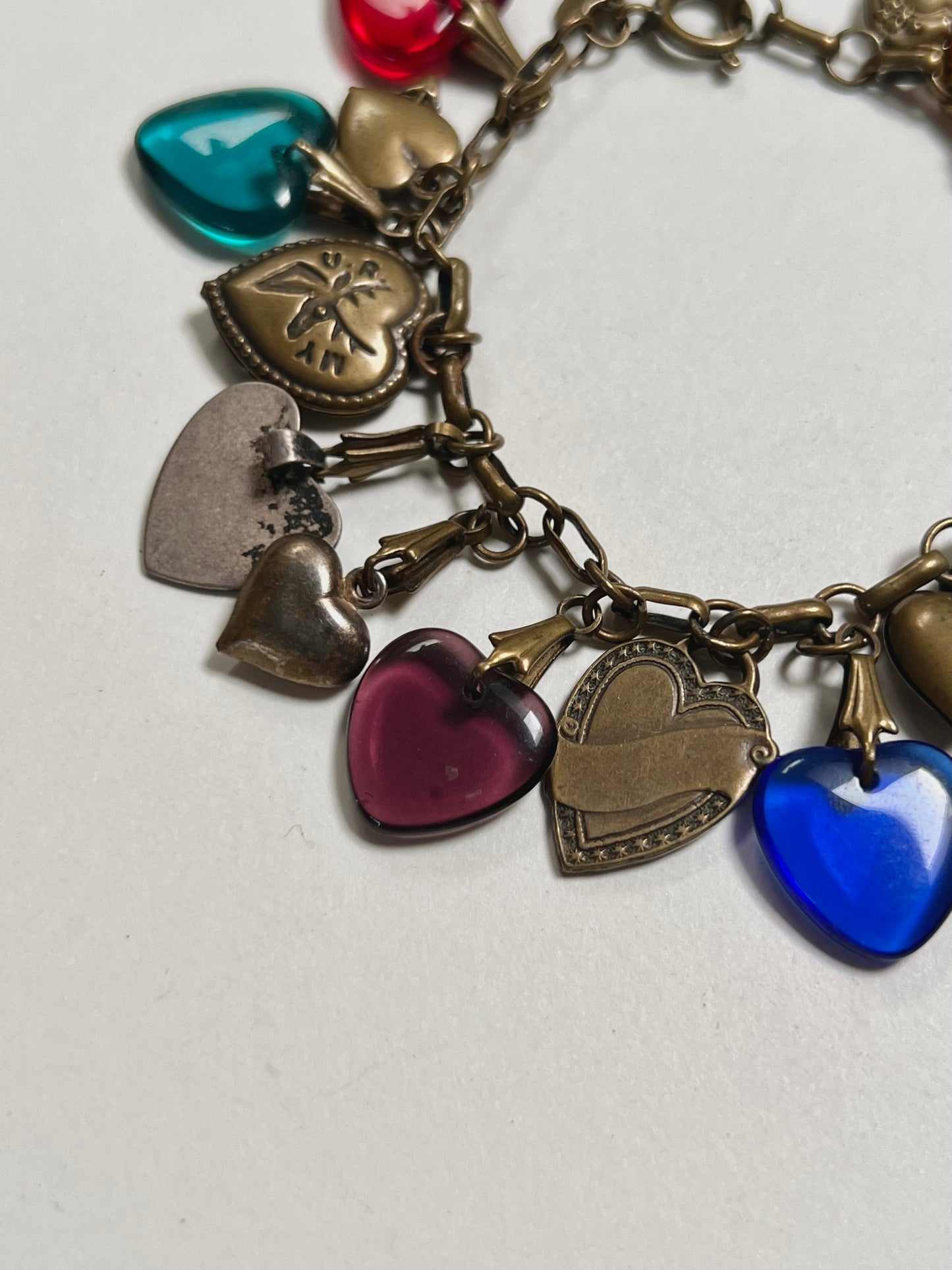 Vintage Jewelry - Charm Bracelet - Hearts - Glass Works Studio