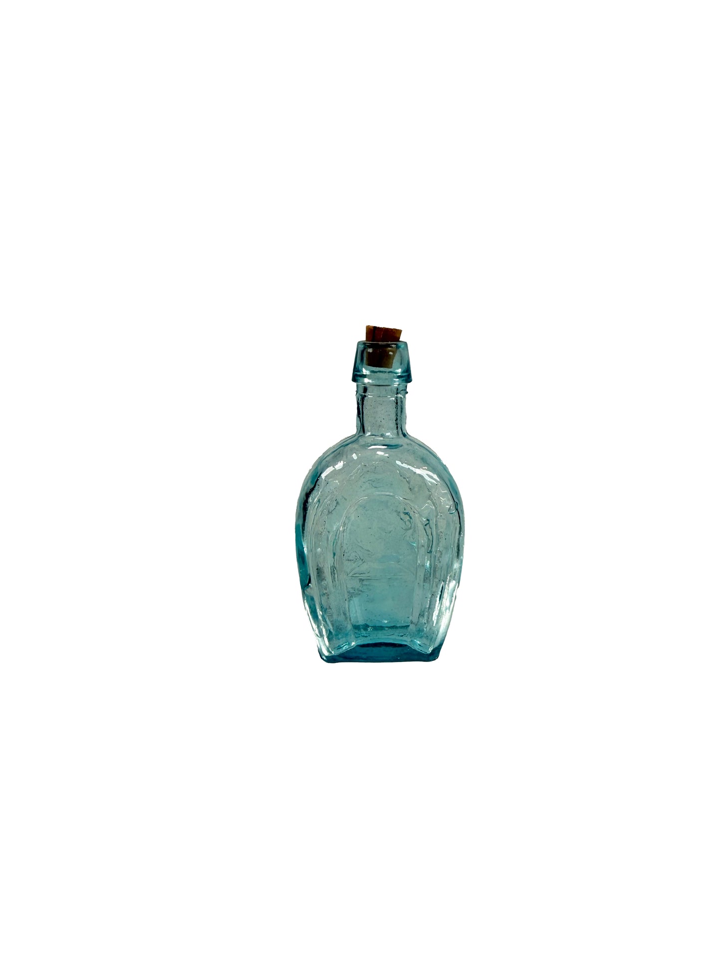 Vintage Miniature Glass Bottle - Horseshoe - Blue Wheaton Bitters Glass