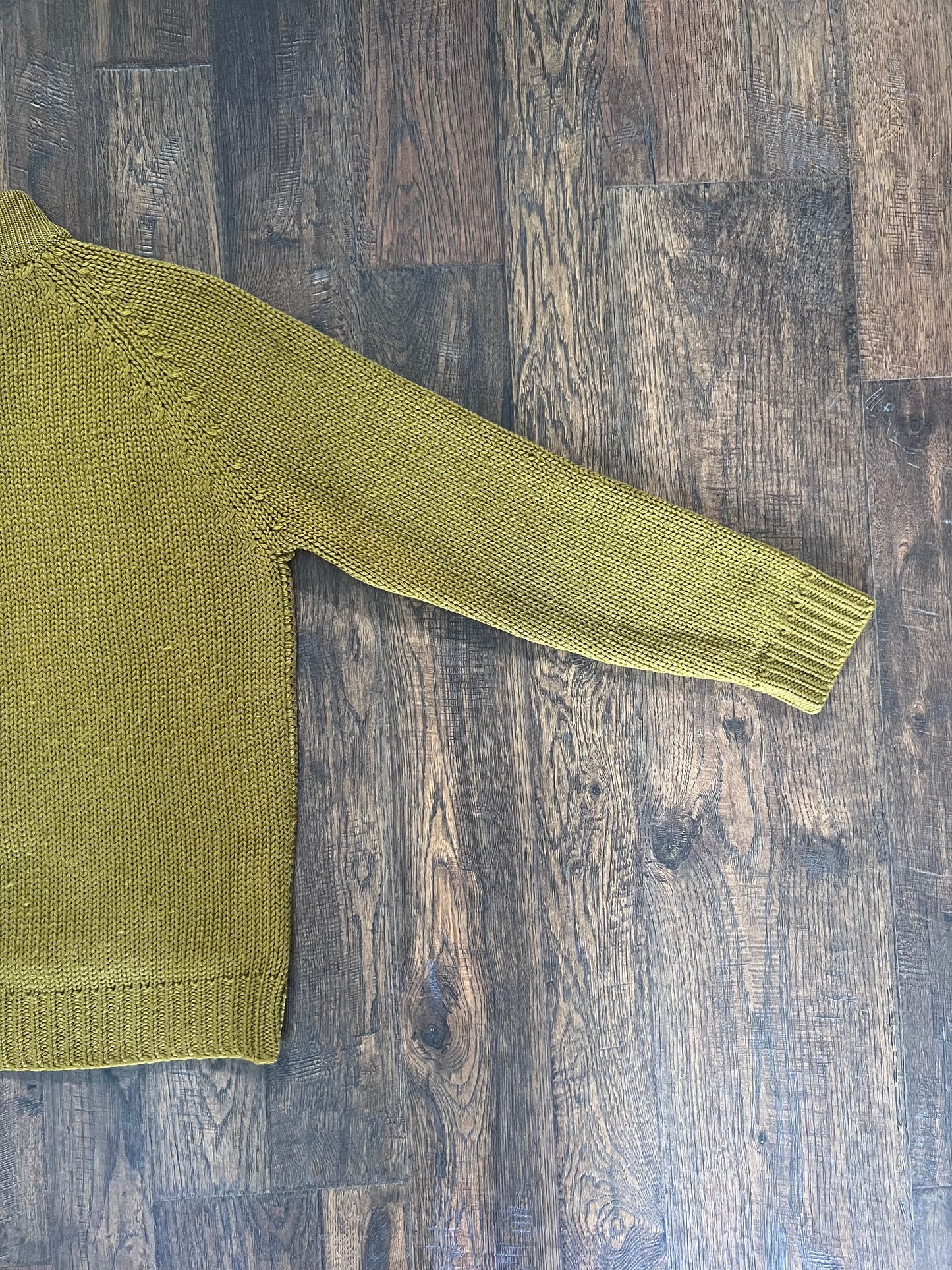 Vintage Clothing - Cable Knit Sweater - Mock Turtleneck - Suede Detail - Pea Soup Green - Small