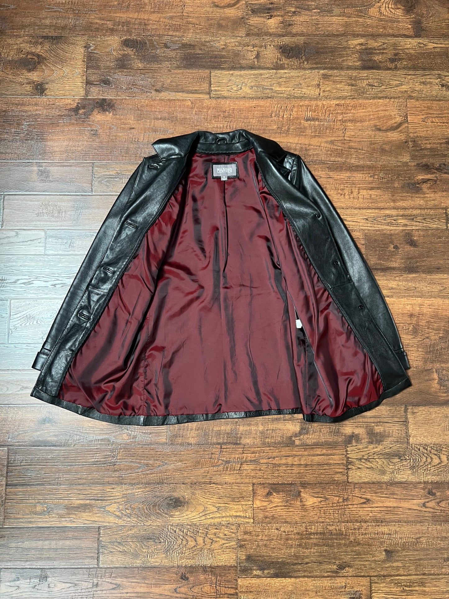 Vintage Clothing - Genuine Leather Jacket - Black - Maroon Lining - Small - Wilsons Leather