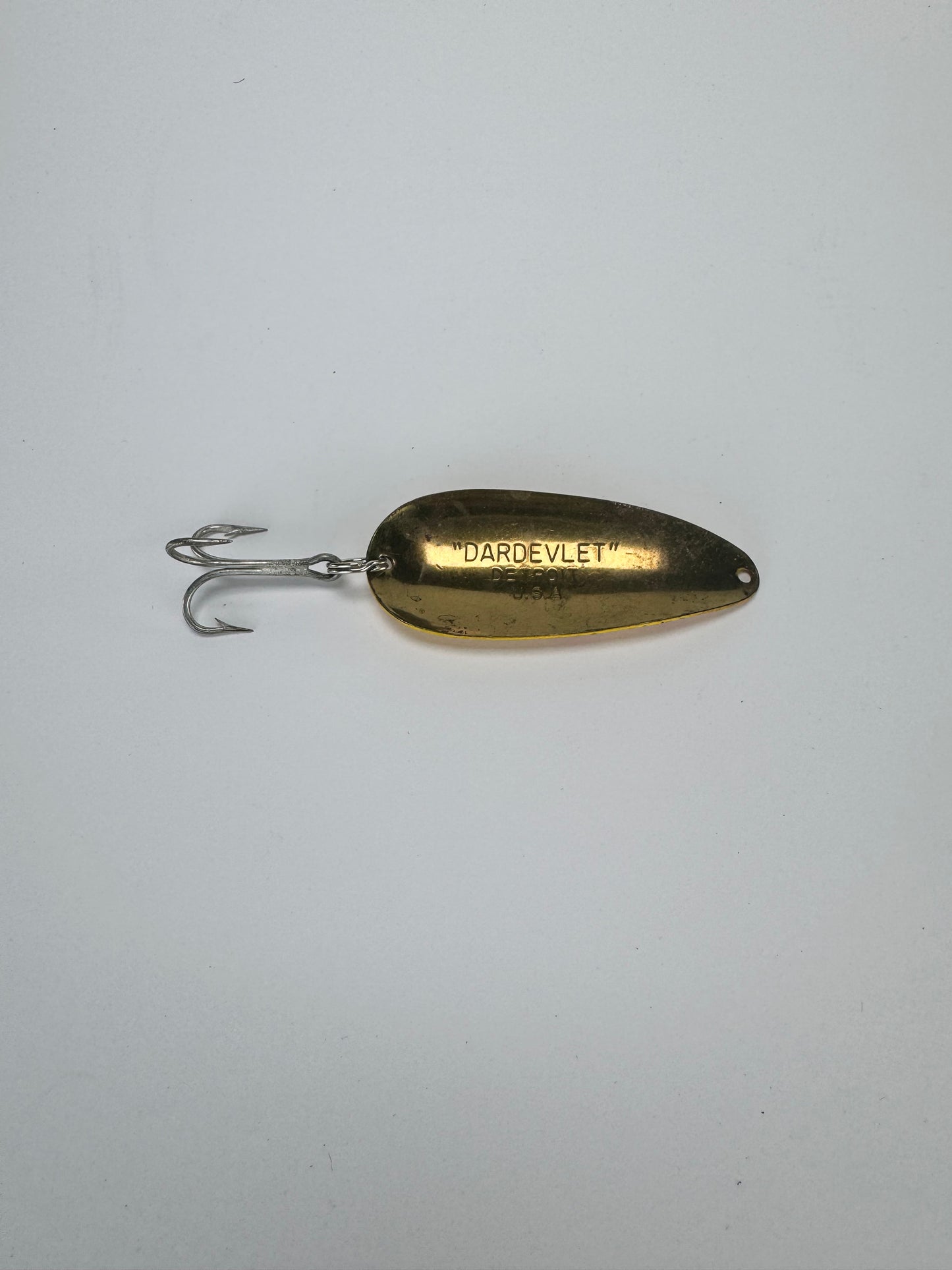 Vintage Dardevle Yellow and Red Fishing Lure Spinner