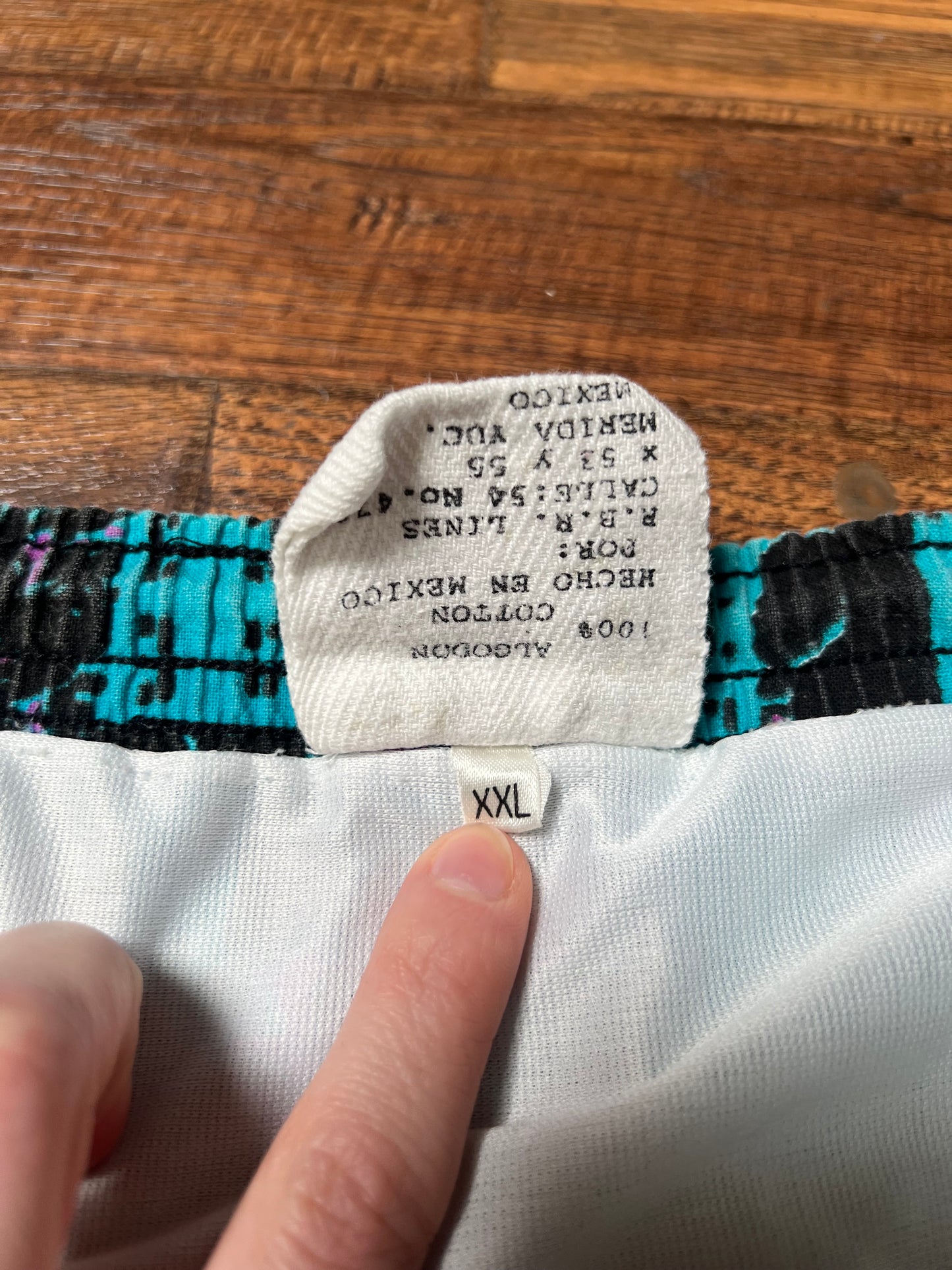 Vintage Clothing - Drawstring Waist Shorts - Abstract 90’s Print - RBR Beach Wear - 2X-Large