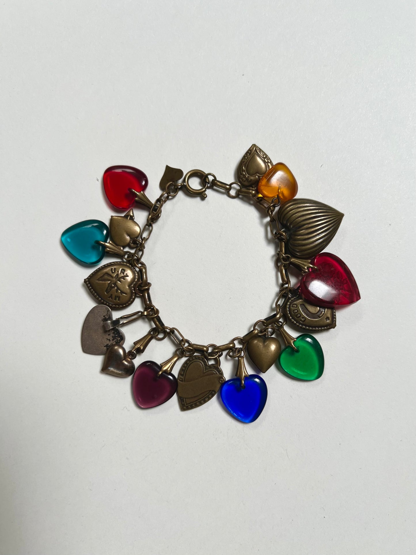 Vintage Jewelry - Charm Bracelet - Hearts - Glass Works Studio