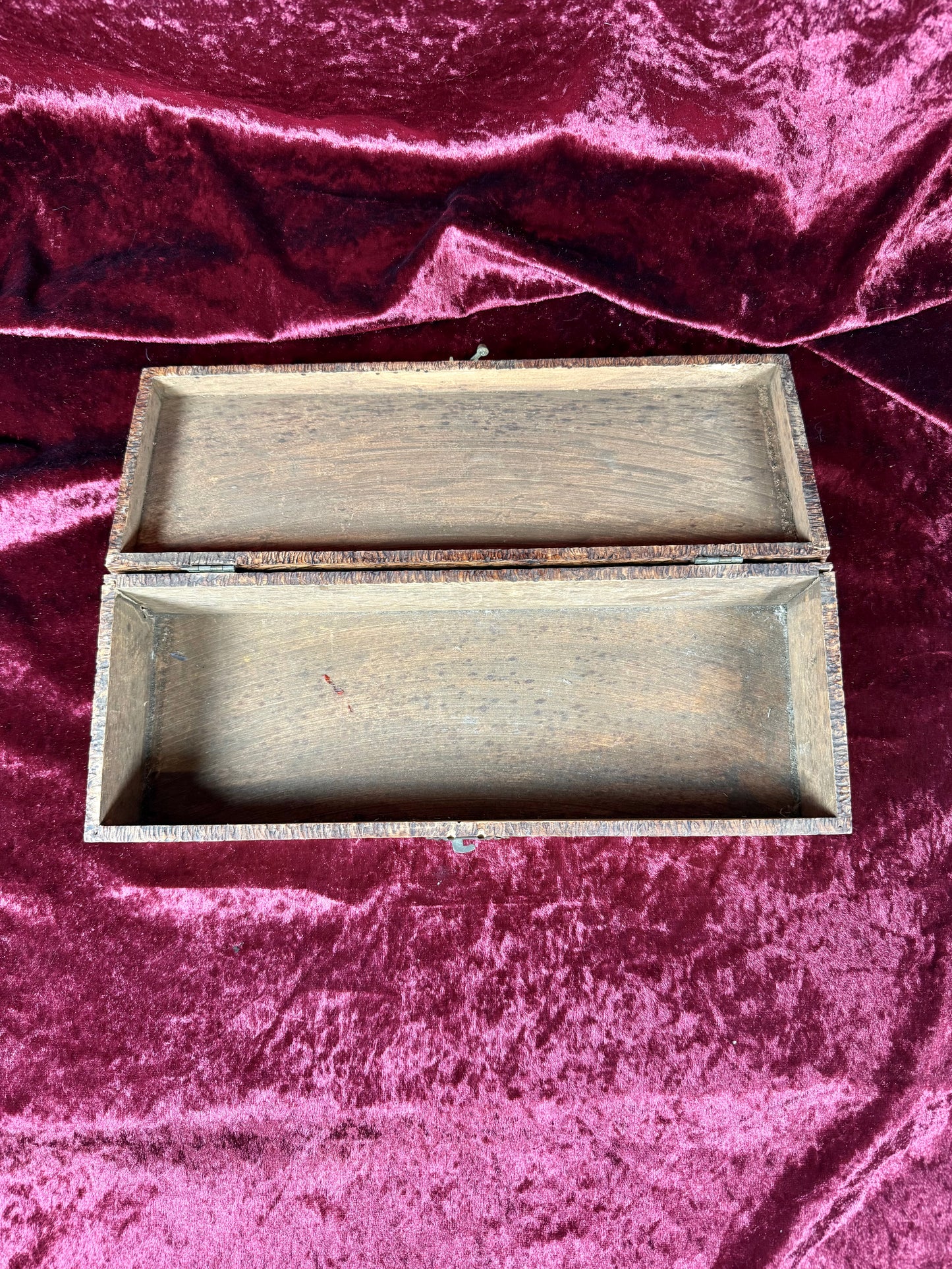 Antique Box - Hand Carved Flemish Pyrography Wood Glove Box