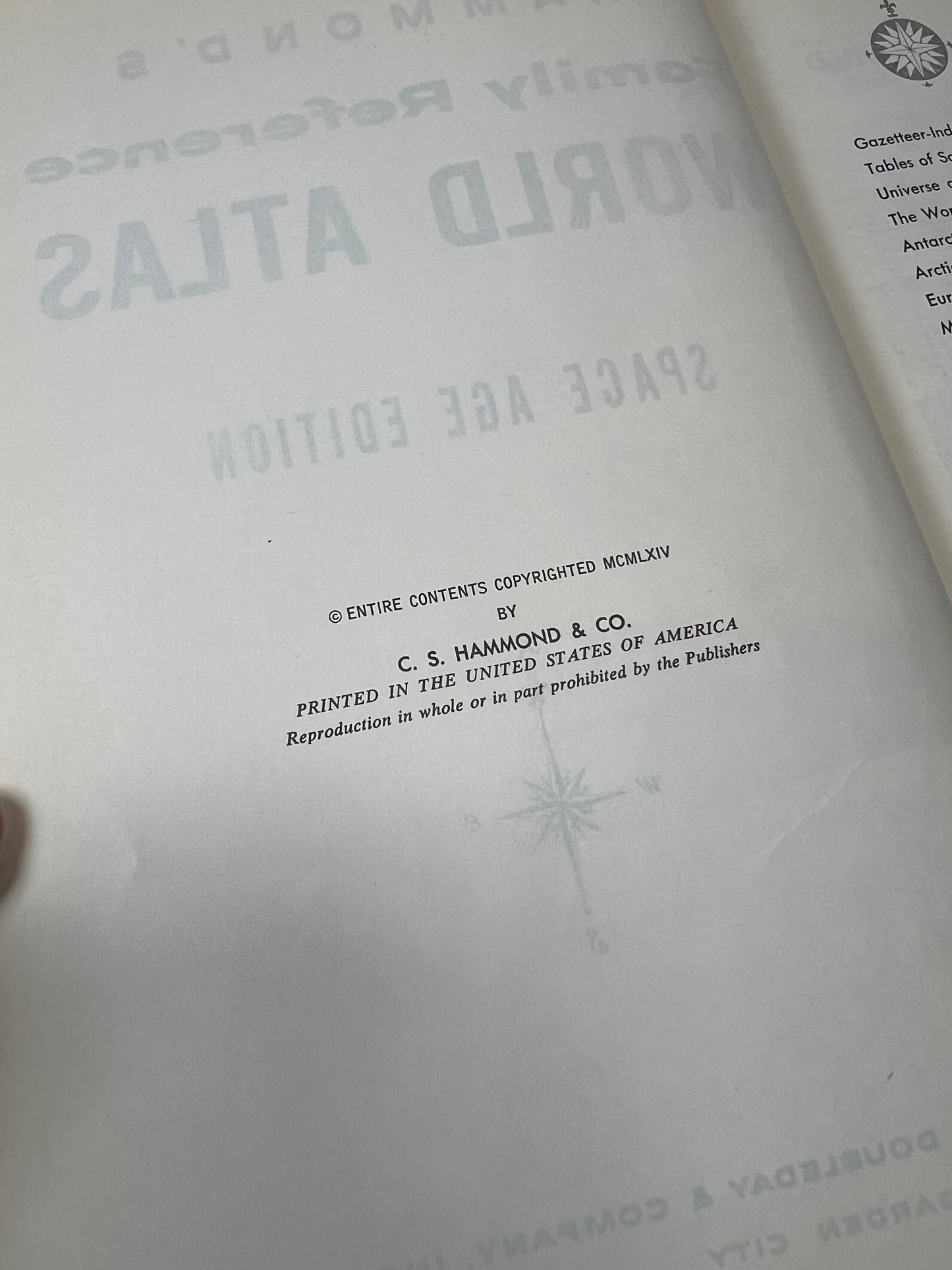 Vintage Hardcover - Hammond's Family Reference World Atlas: Space Age Edition - 1964 Doubleday & Company Inc.