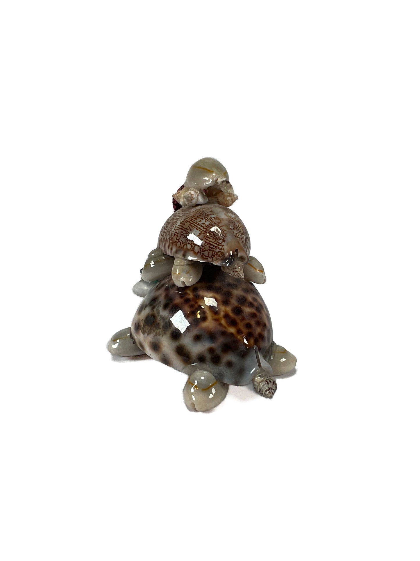 Vintage Trinket - Seashell Souvenir - Bobblehead Turtle Family