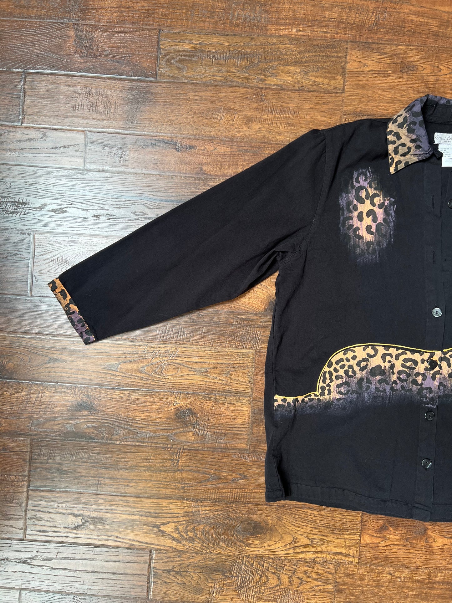 Vintage Clothing - Button Up Shirt - Hand Painted Leopard - Great Cavalier - Medium