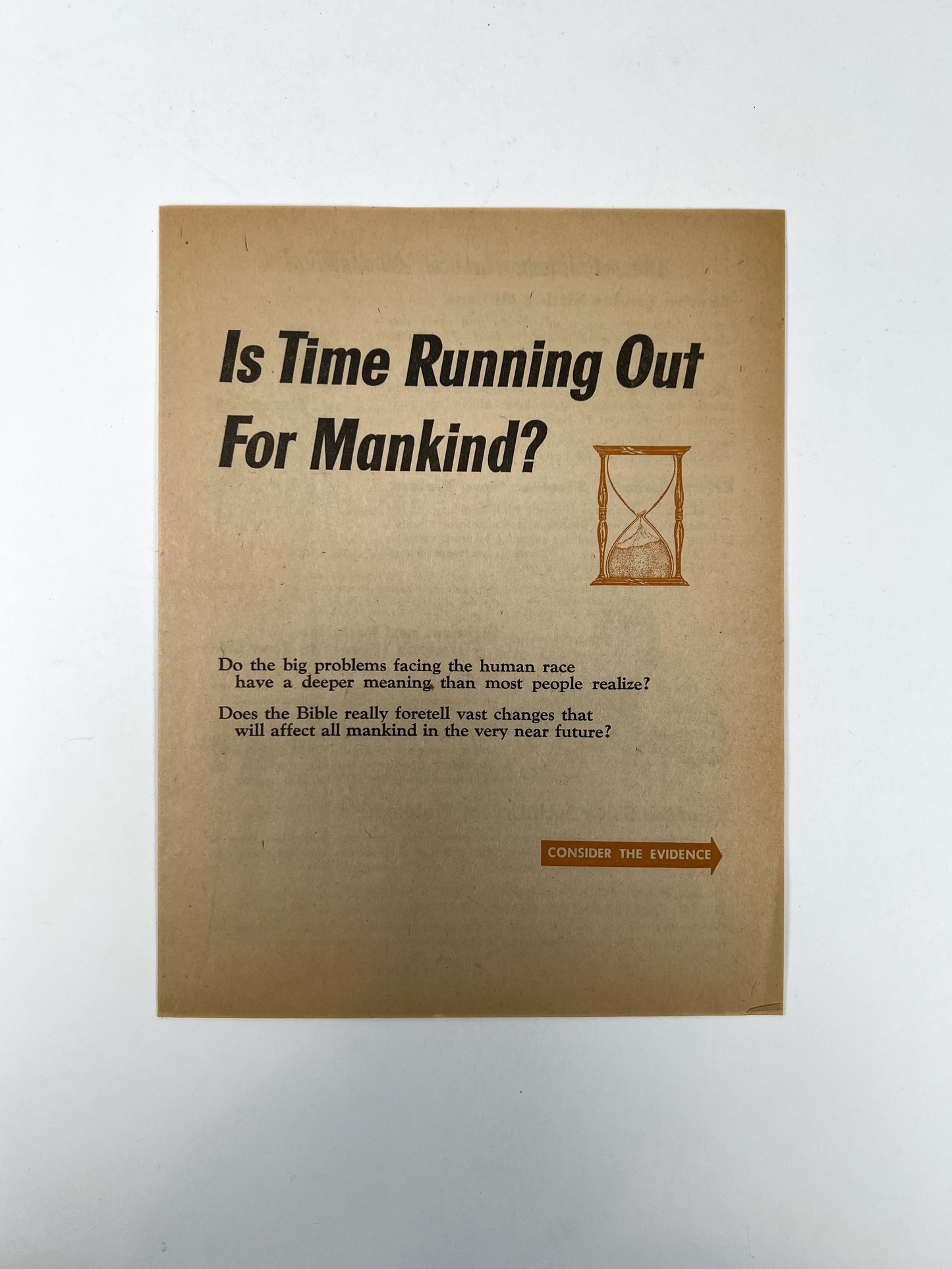 Vintage Ephemera - Religious Pamphlet - Is Time Running Out For Mankind?
