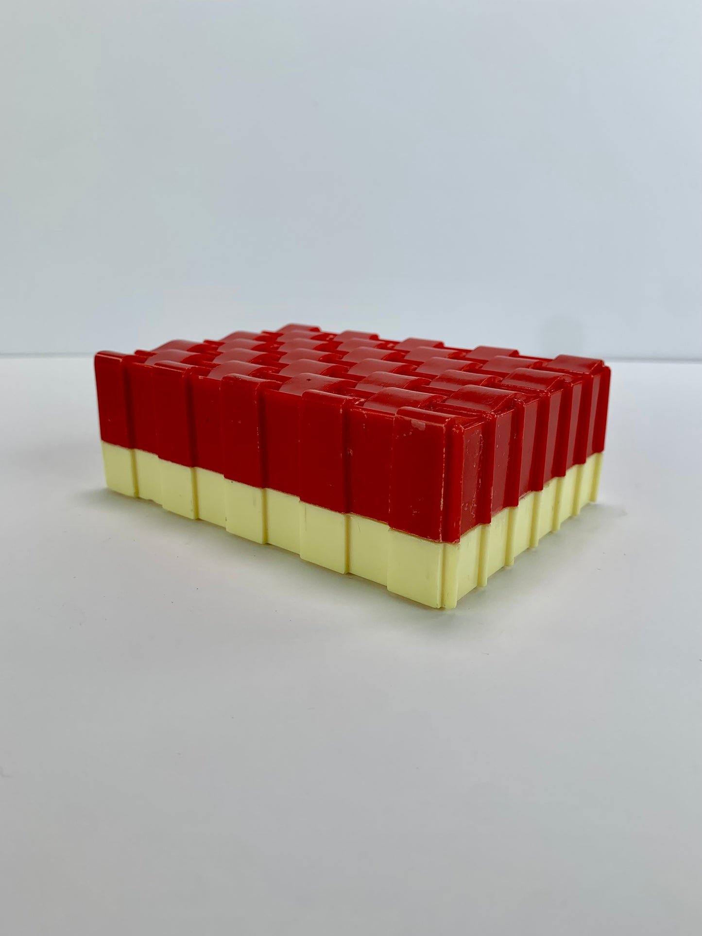 Vintage Bakelite Trinket Box - Red and Cream Basketweave- Hickok - Made In U.S.A.