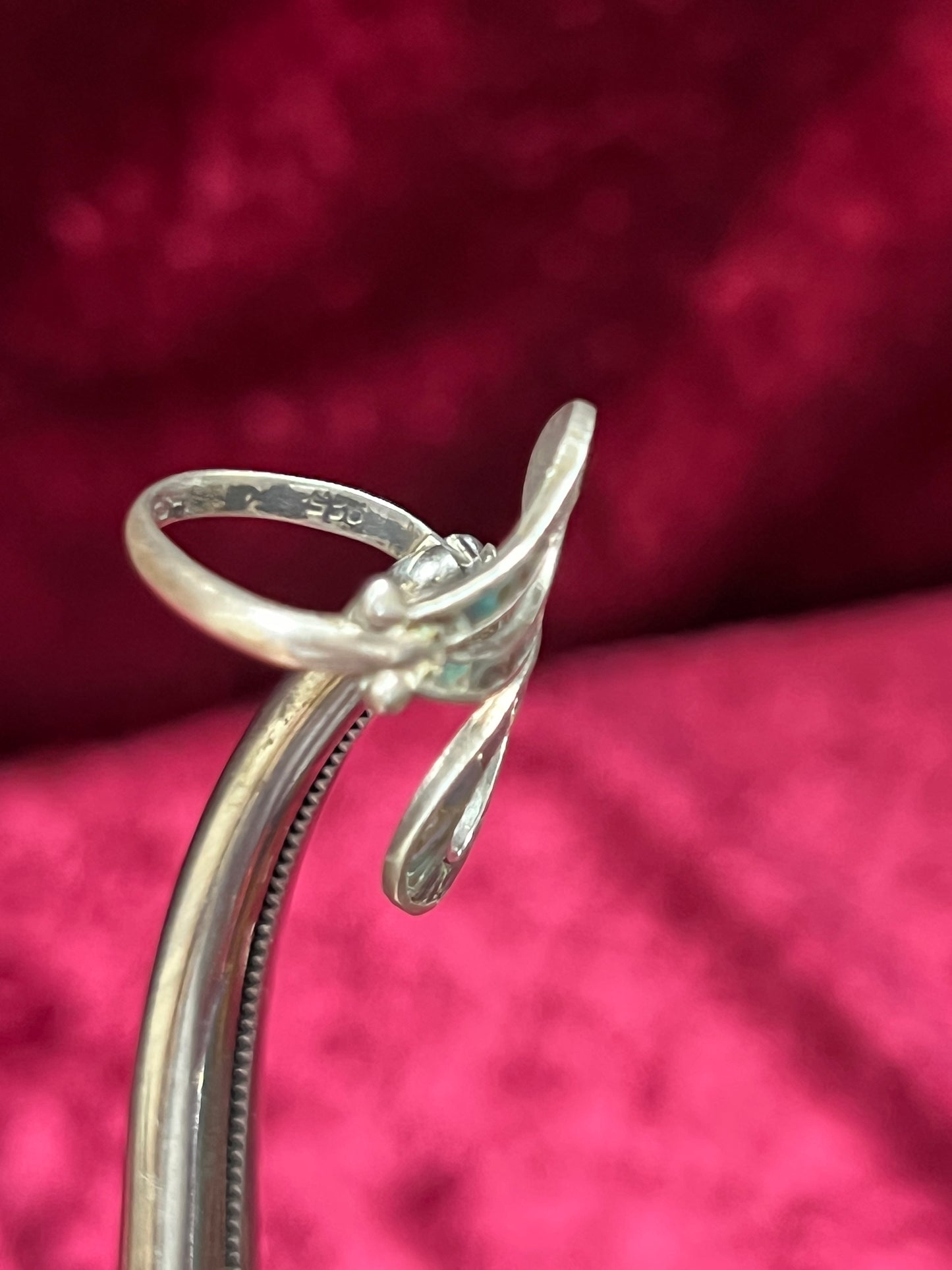 Vintage Jewelry - Bypass Ring - 925 Silver - Inlaid Abalone Shell - 7 - Mexico