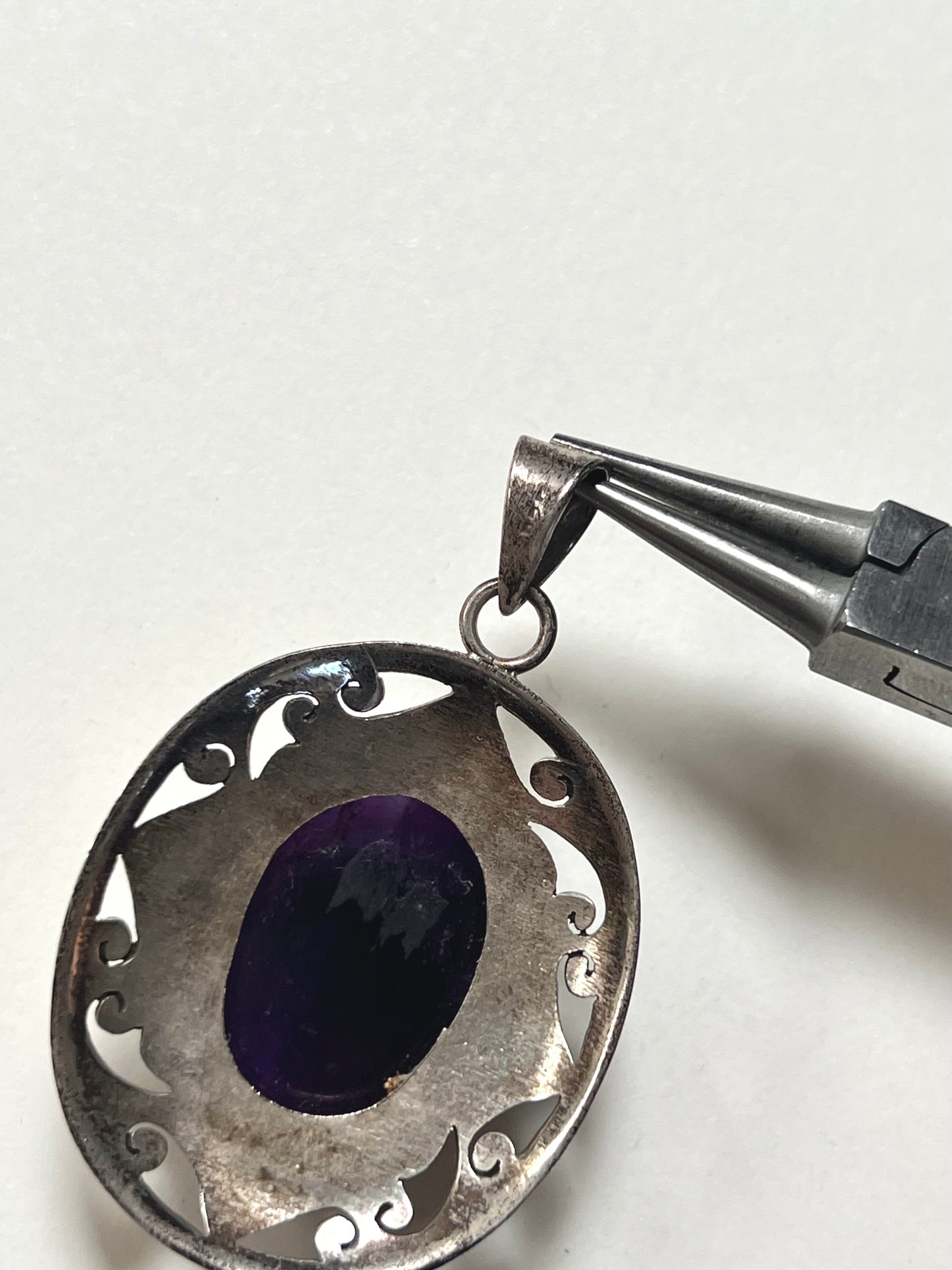 Vintage Jewelry - 925 Sterling Silver Pendant - Amethyst