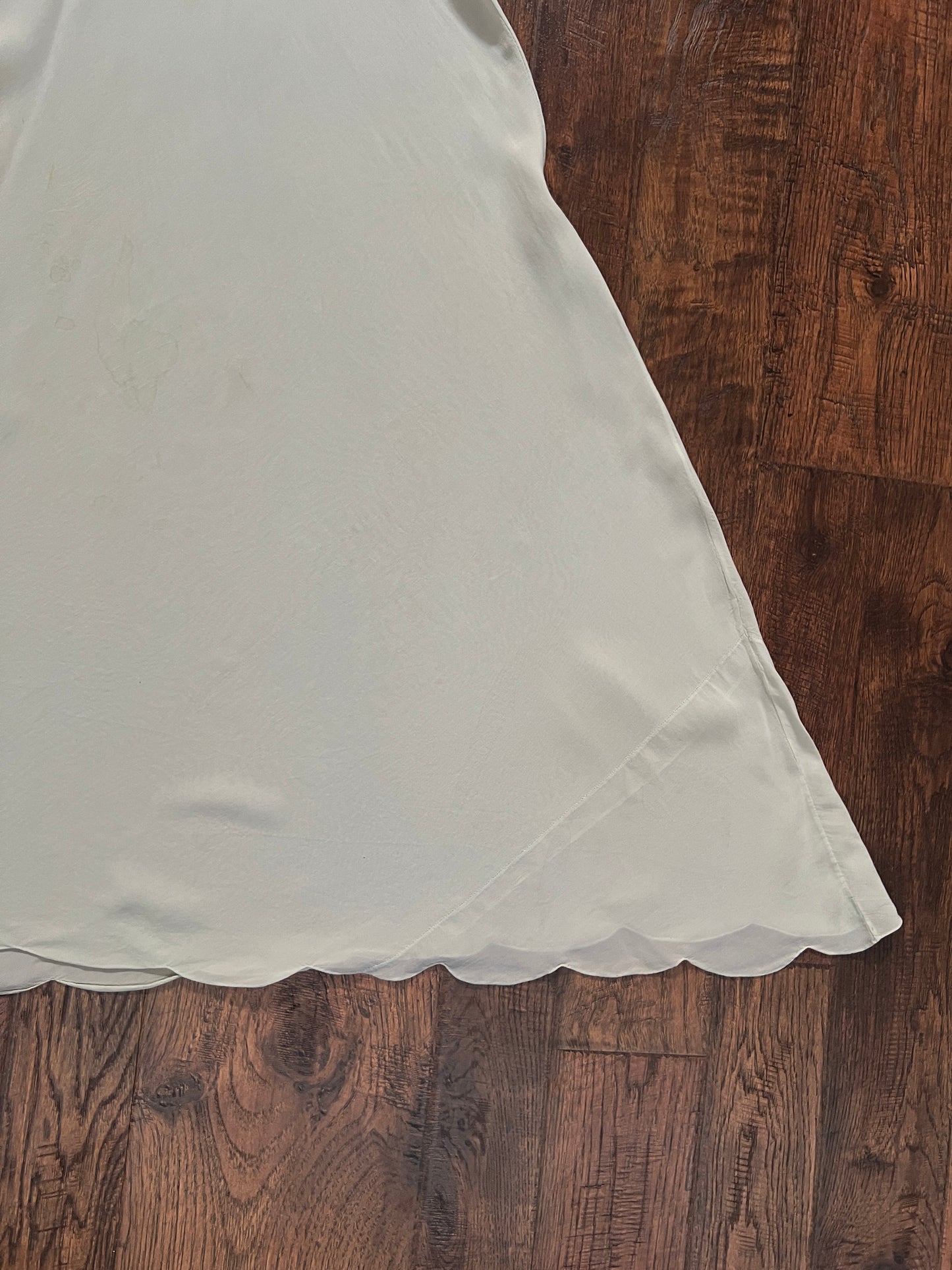 Vintage 1940s Bias Cut Slip Dress - Seafoam Green Lace Nightgown - Medium