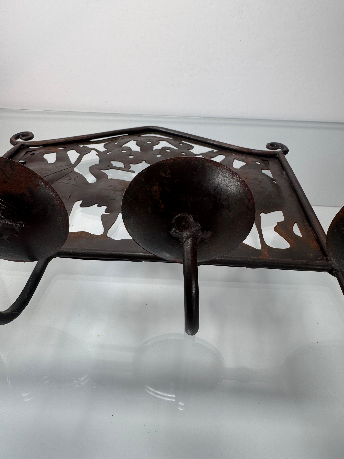 Vintage Decor - Brass Candlestick Sconce - Birds