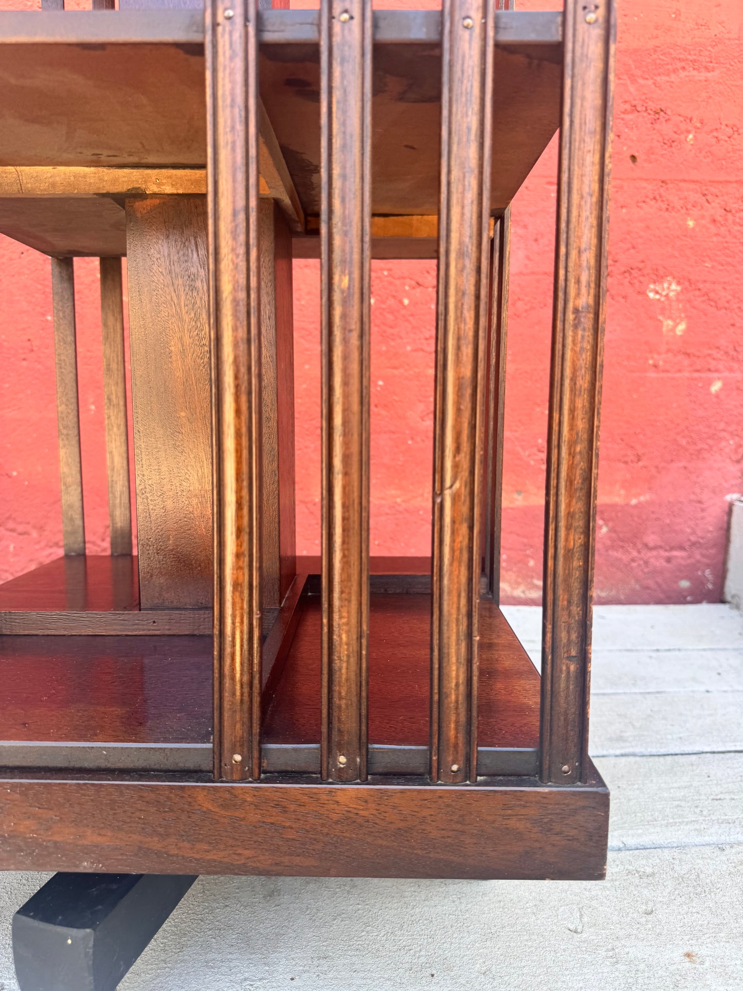 Antique Edwardian Whirling Barrister Bookcase with Inlay