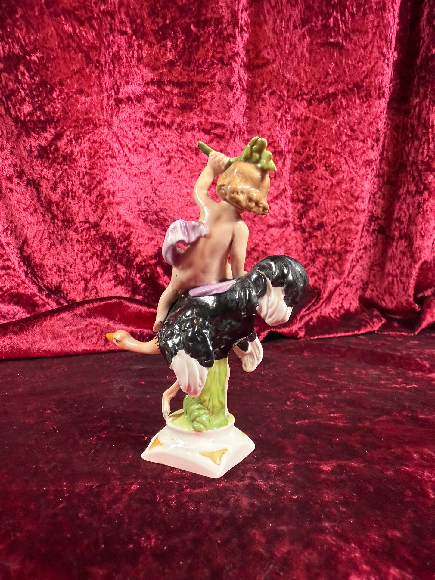 Vintage Porcelain Figure - Felix Zeh - Cherub on Ostrich