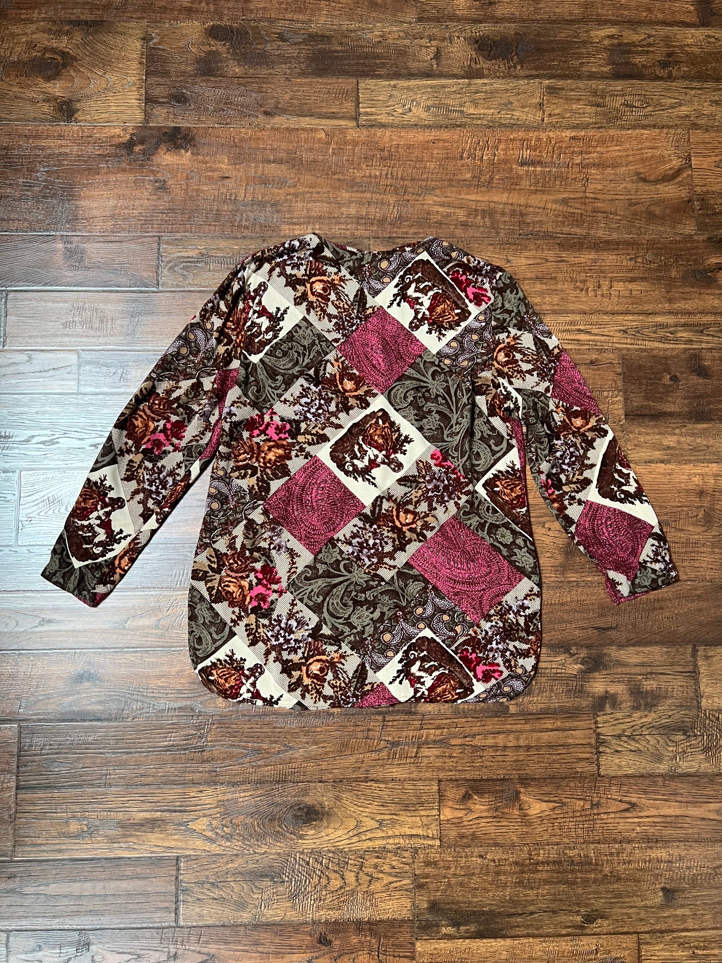 Vintage Clothing - Button Up Blouse - Patchwork Tapestry - Medium - Baronesa by Barbara Green