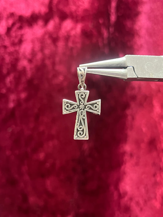Vintage Jewelry - Pendant Locket - Hinged Crucifix - 925 Sterling Silver