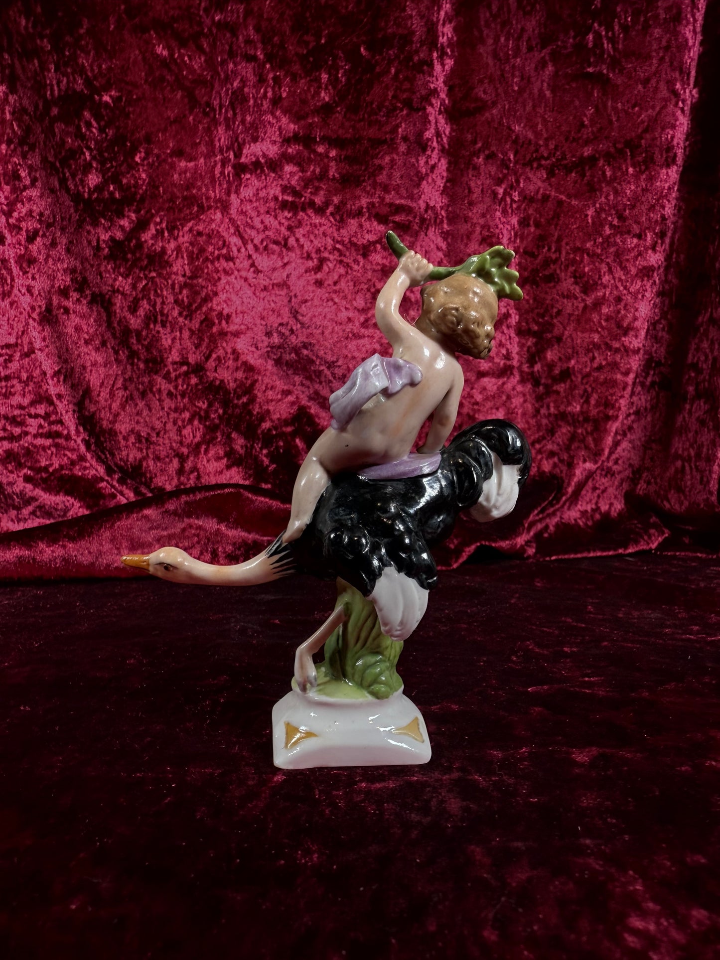 Vintage Porcelain Figure - Felix Zeh - Cherub on Ostrich