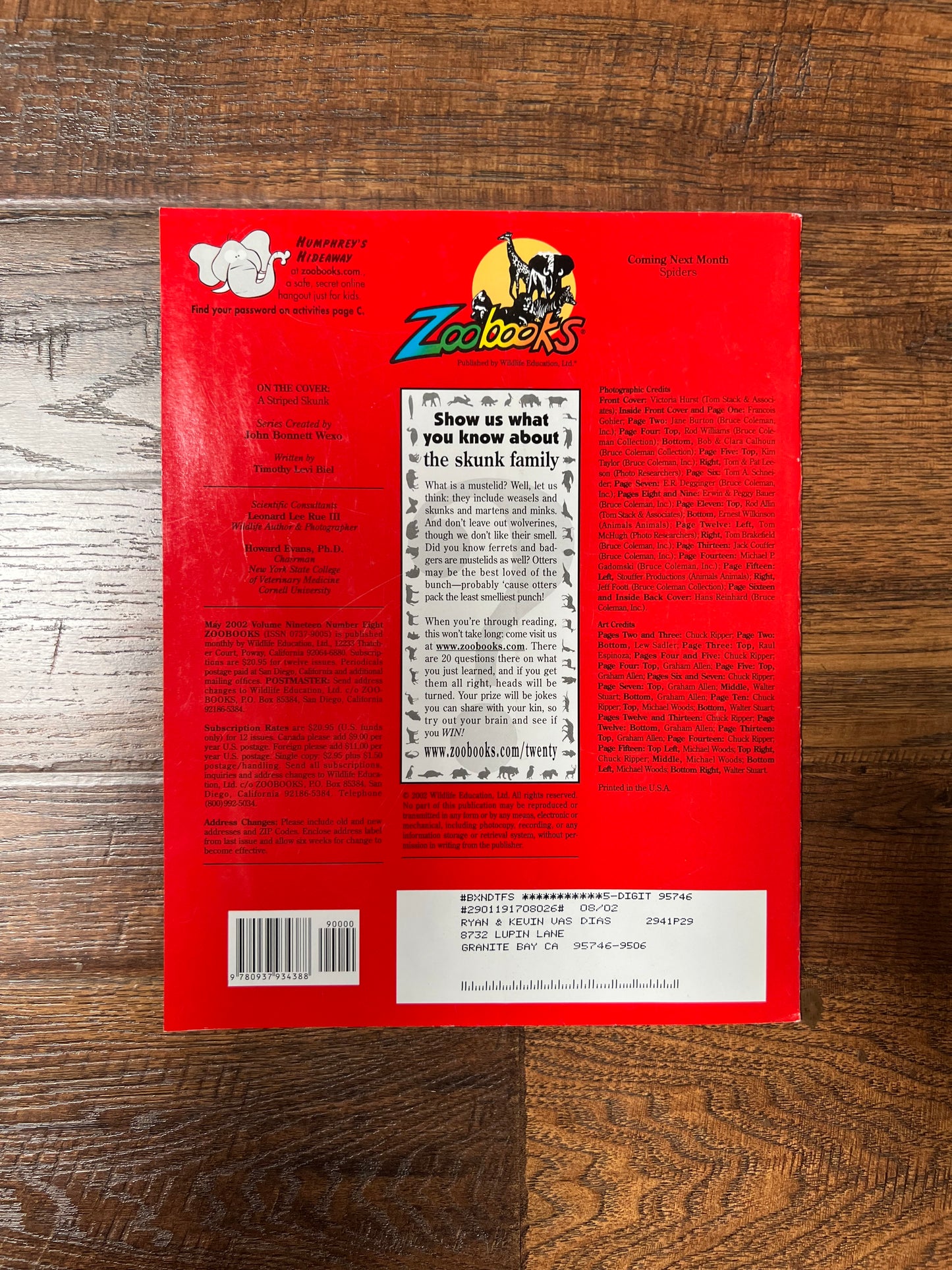 Vintage Ephemera - Magazine - Zoobooks - Skunks and Their Relatives - May 2002