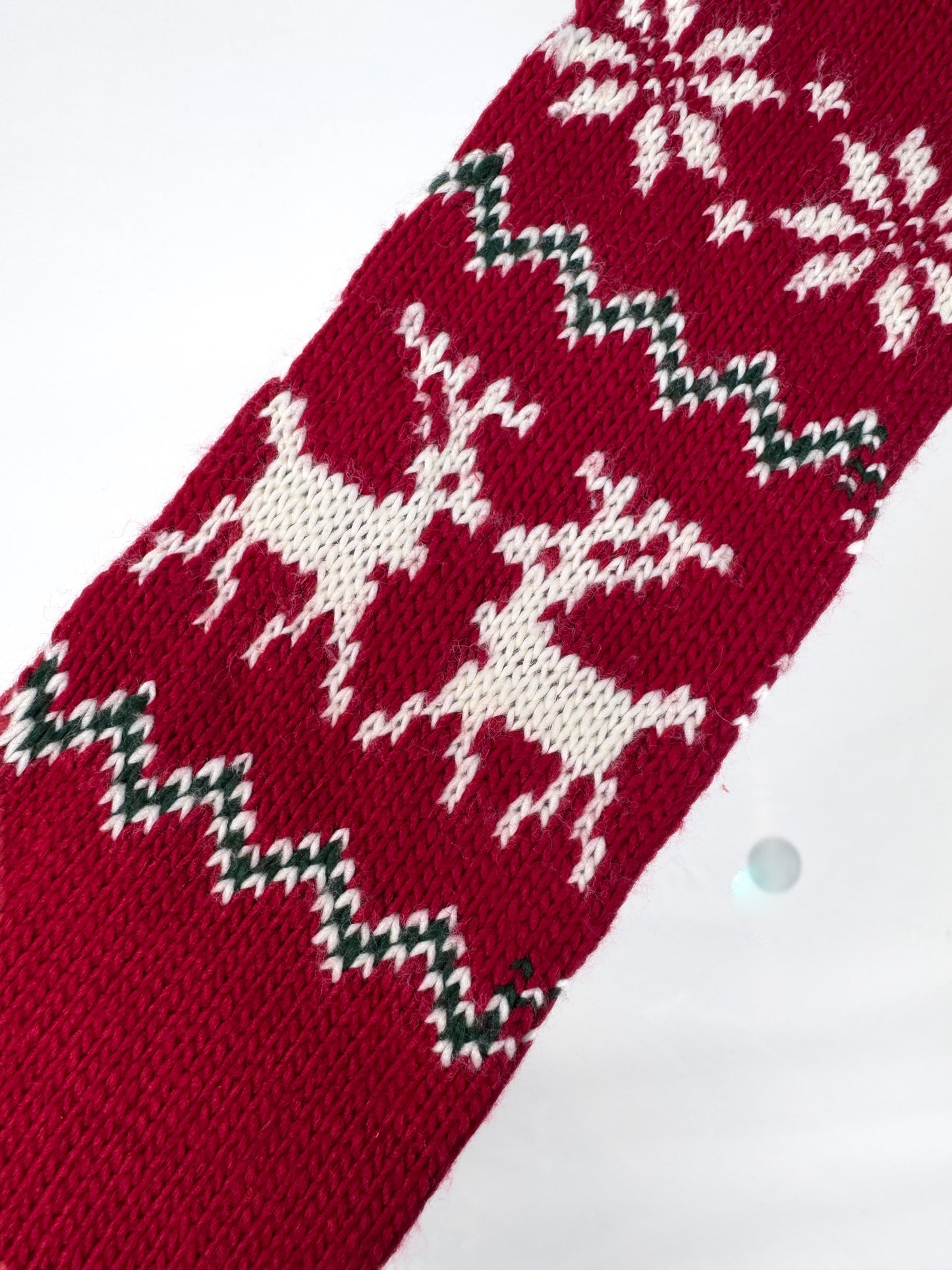 Vintage Christmas Decor - Heavy Knit Stocking - 24" Reindeer Design
