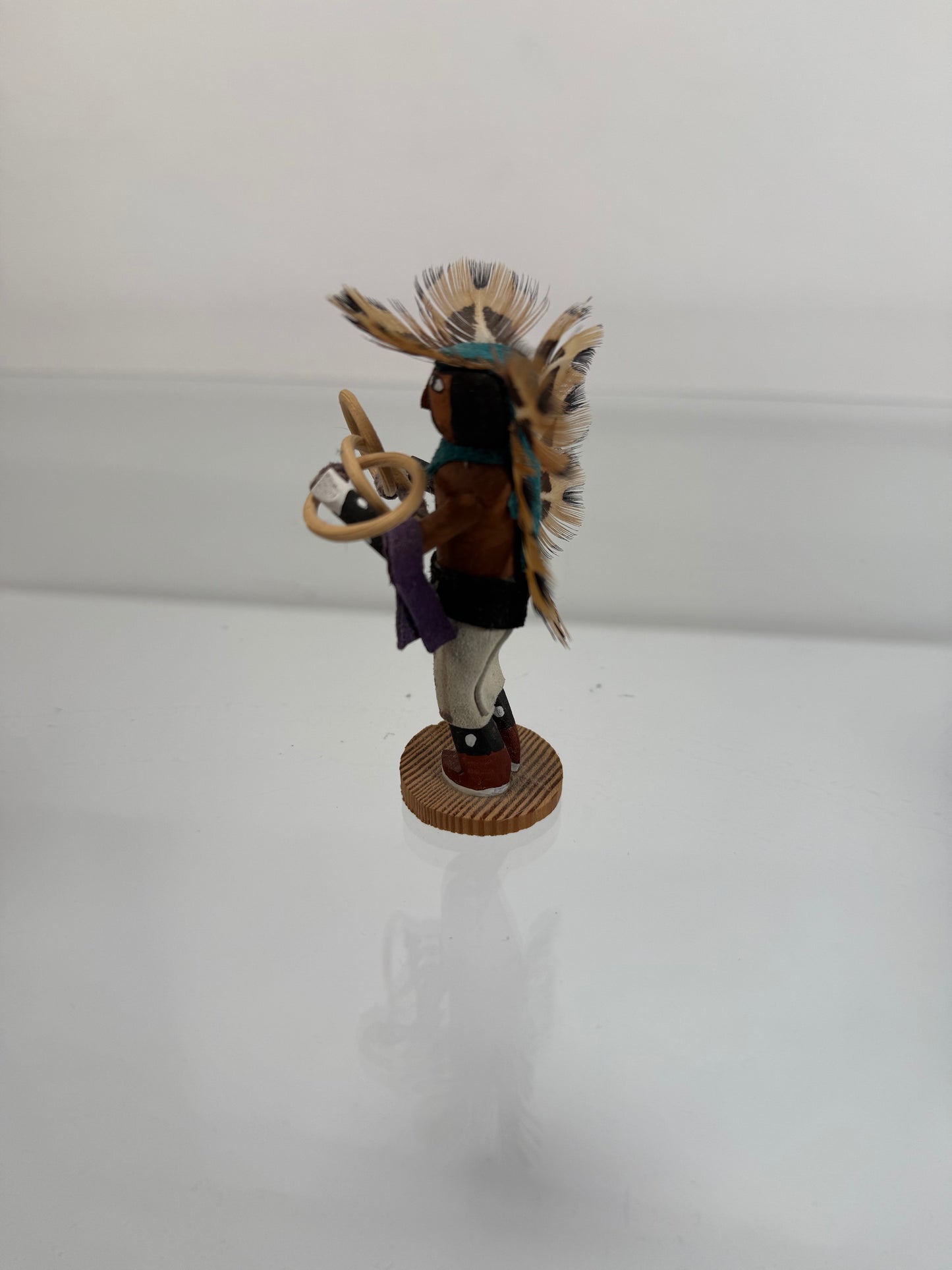 Vintage Kachina Doll - 3.5" Tall Navajo Miniature - Hand Painted Hoop Dancer