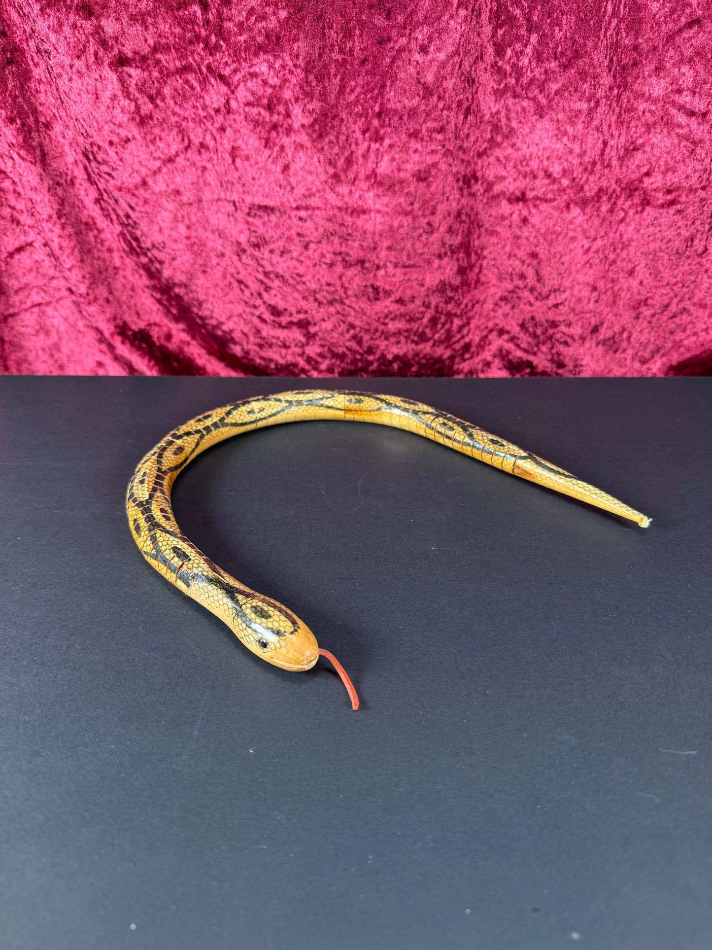 Vintage Toy - Articulated Wood Snake - Hand Painted