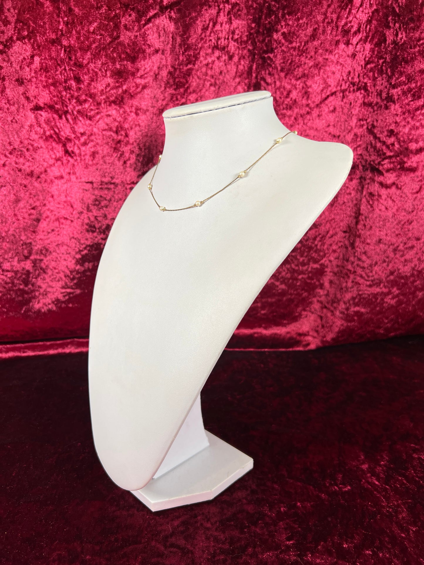 Vintage Jewelry - Necklace - Faux Pearls and Gold Beads - 16" - Monet