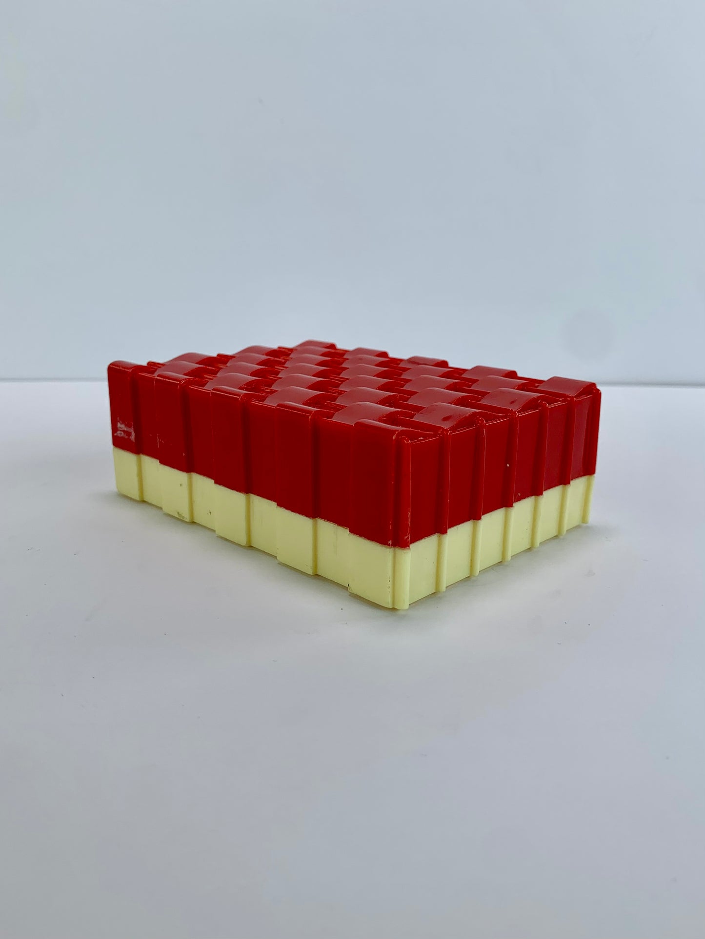 Vintage Bakelite Trinket Box - Red and Cream Basketweave- Hickok - Made In U.S.A.